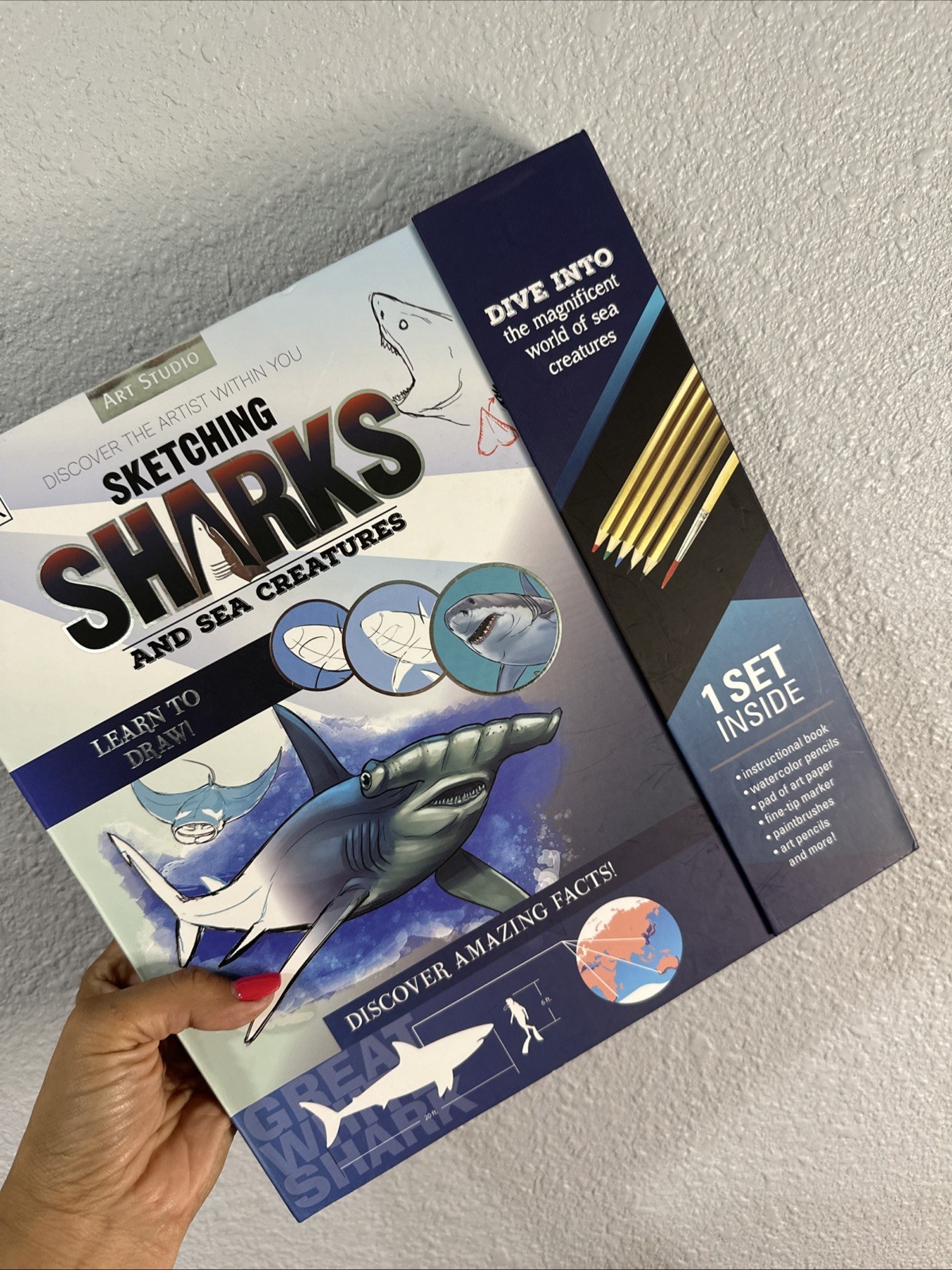 Art studios Sketching sharks & Sea creatures sketchbook w Art supplies New