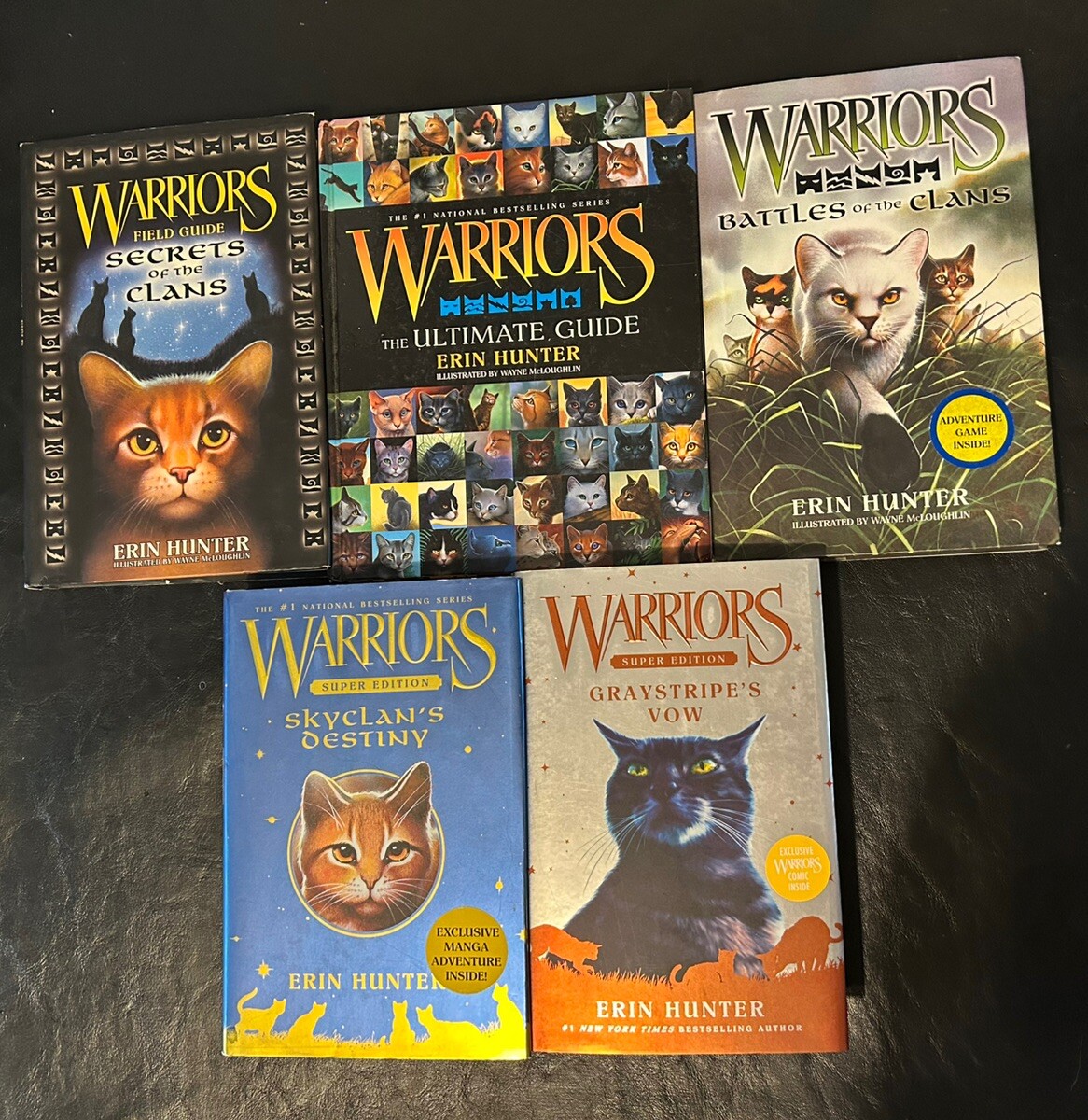 Lot of 5 Erin Hunter’s Super Edition Books, Battles of the Clans, Field Guide +