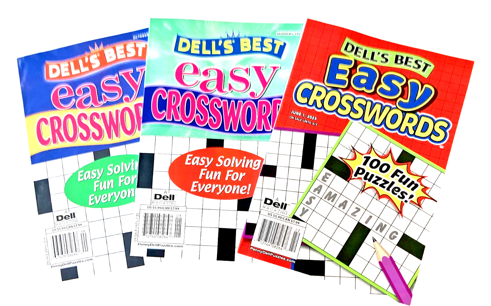 NEW Lot of 3 Penny Press Dell’s Best All Easy Fun Crossword Puzzle Books