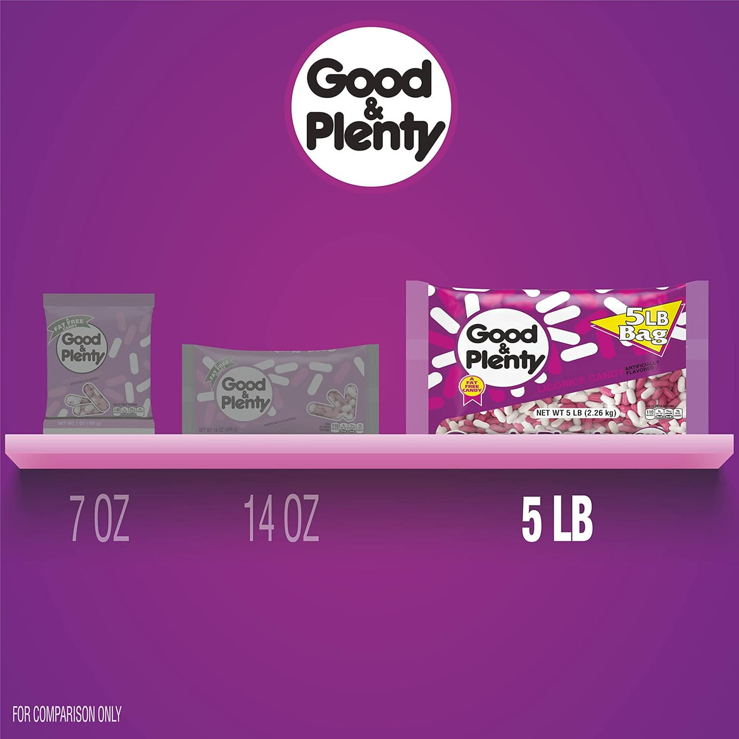 GOOD & PLENTY Licorice Fat Free, Candy Bulk Bag, 5 Lbs
