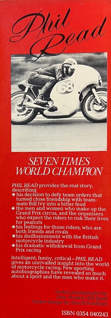 Phil Read-The Real Story 192 pages Vintage Road Racing Graeham Wright MV Agusta