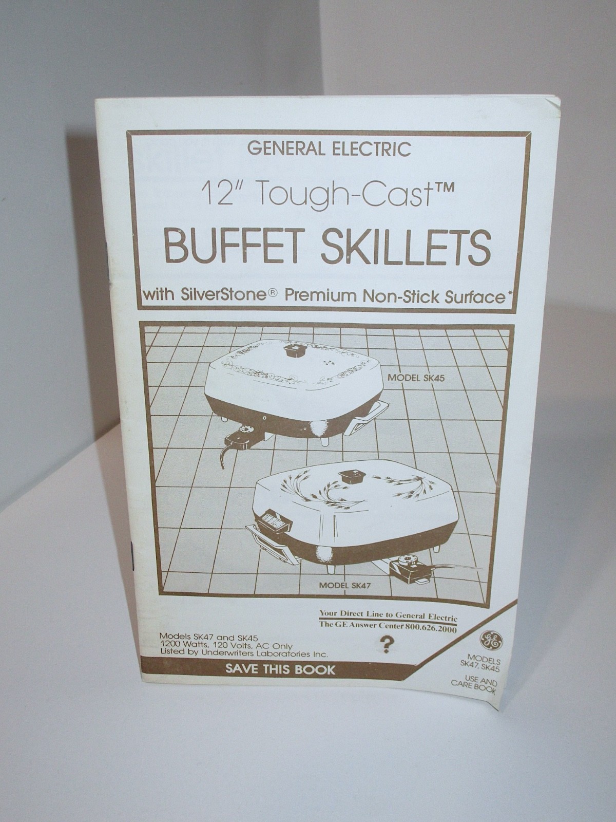 Vtg GE General Electric Buffet Skillet Use & Care Book Recipes Model Sk45 & Sk47