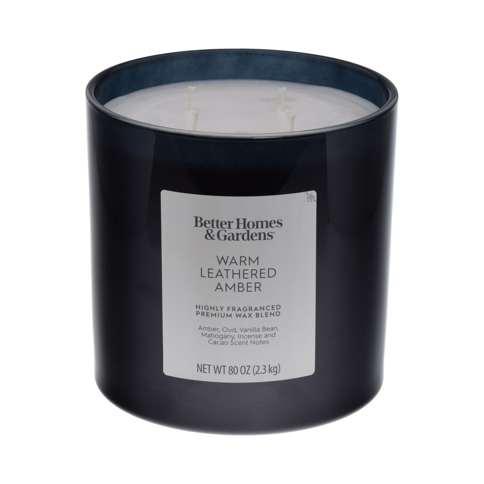 Warm Leathered Amber Scented 4-Wick 80Oz (2.26 Kg) Large Oversized Jar Candle