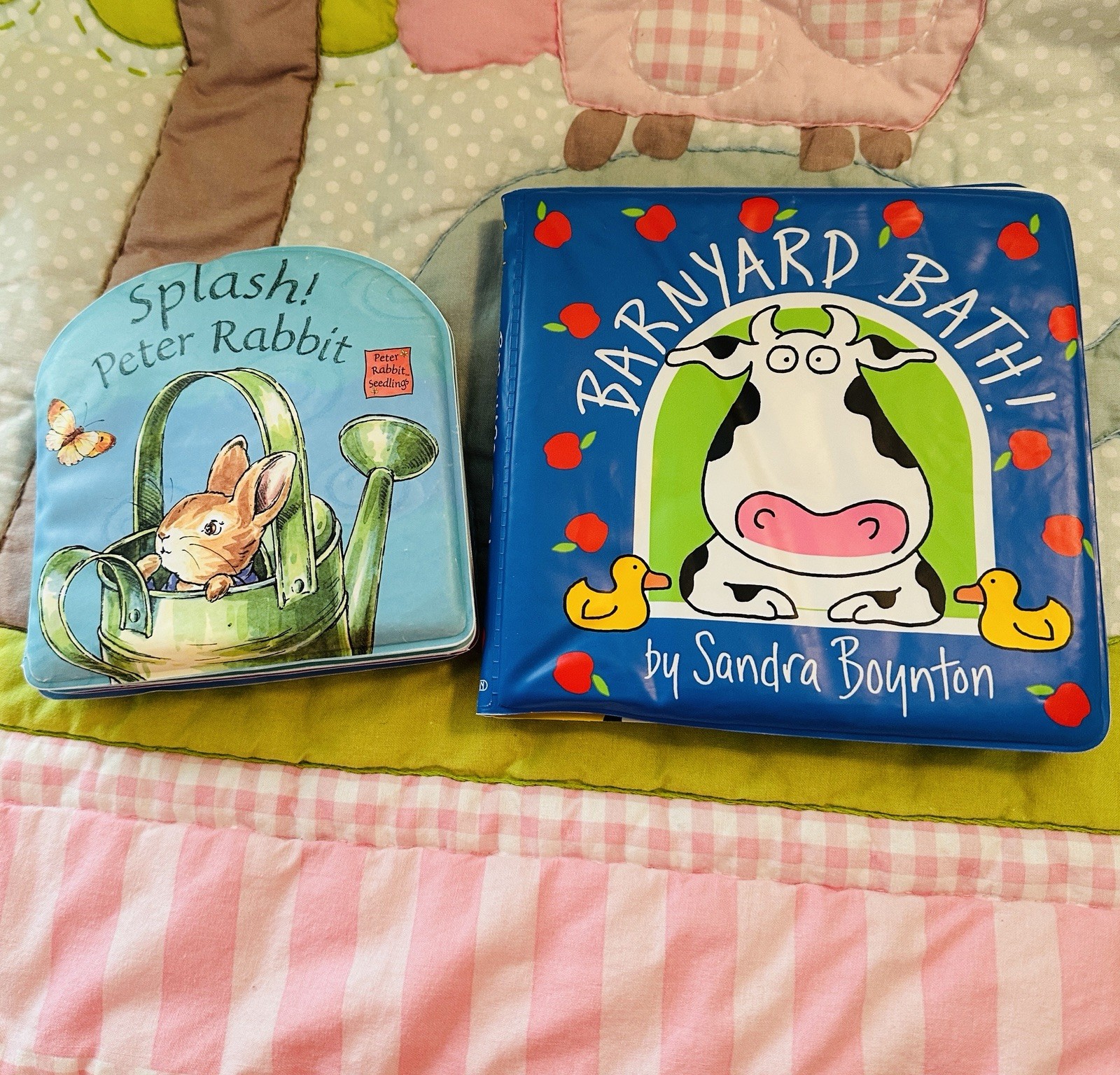 Lot Of 2 Children’s Waterproof Bath Books-Peter Rabbit & Barnyard Bath Preowned