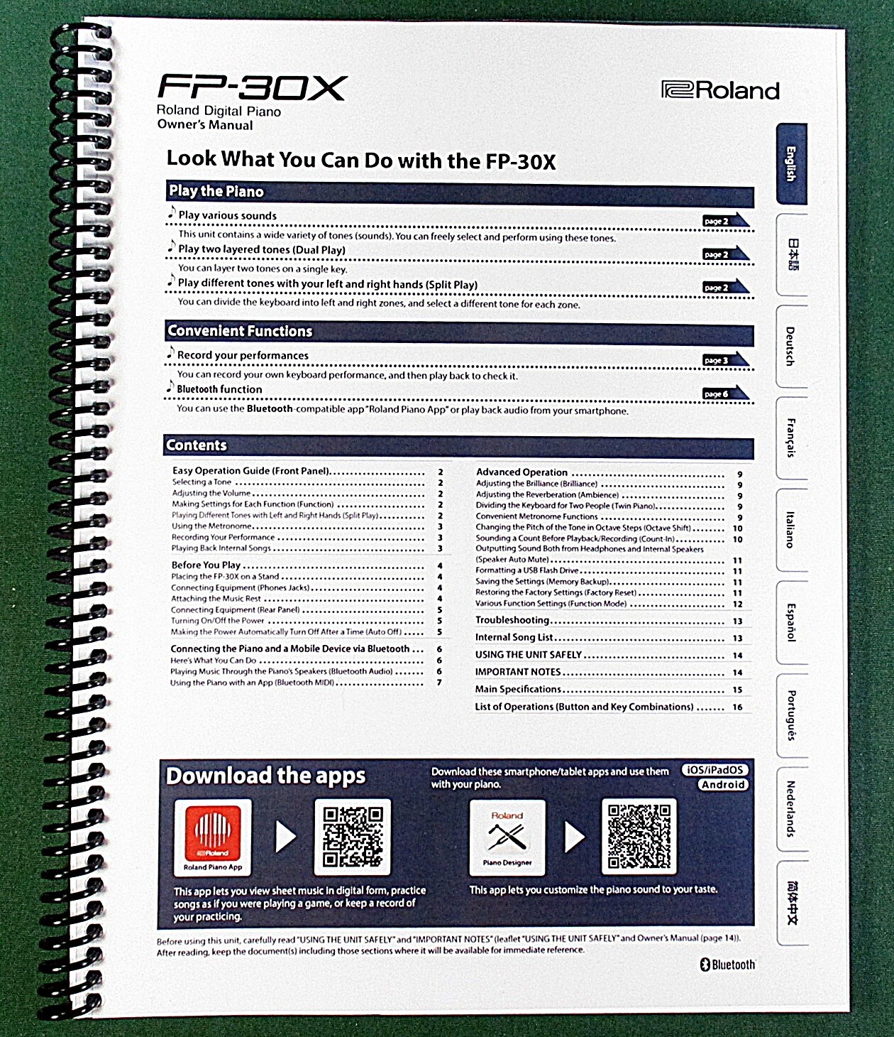 Roland FP-30X Owner’s Instruction Manual: 24 Pages & Protective Covers!