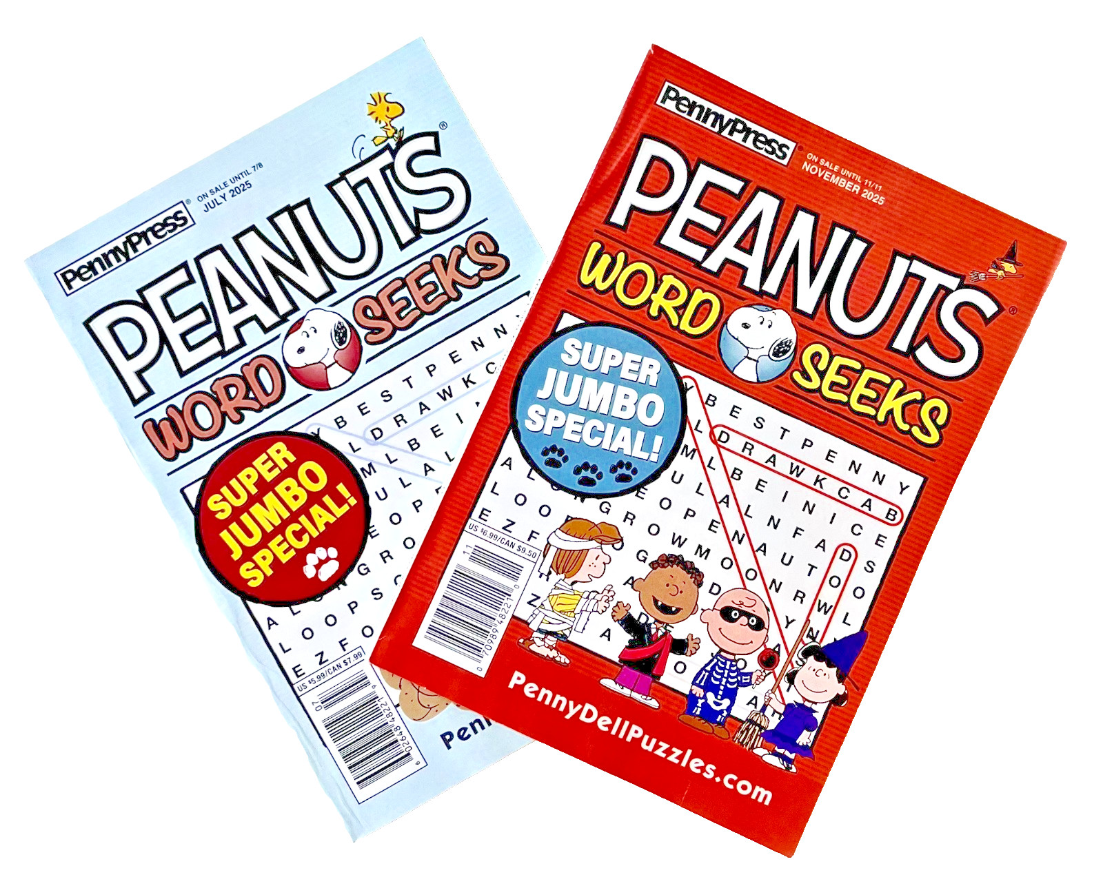 NEW Lot of 2 Penny Press Peanuts Charlie Brown Word Search Seek July, Nov 2025
