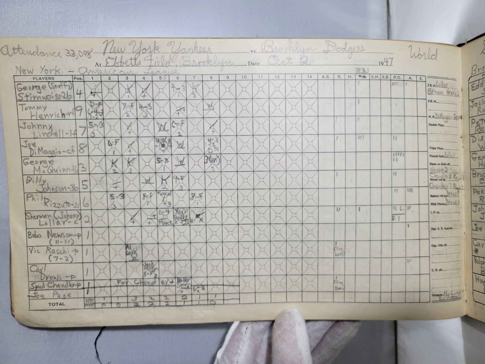 Wilson Baseball Score Book w/ 73 Scored Games 1935-49 World Series DiMaggio
