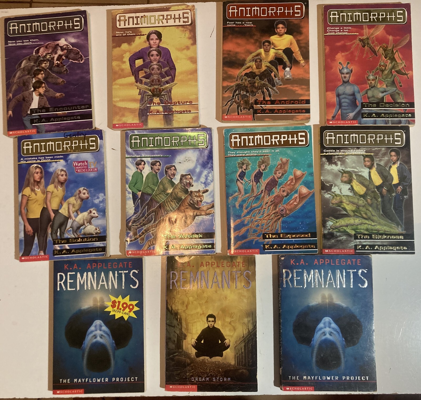 lot ANIMORPHS Android SICKESS Remnants K A APPLEGATE Capture DECISION Lot of 10