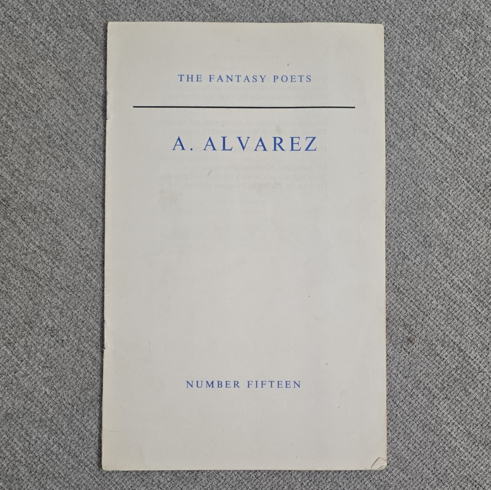 A. Alvarez The Fantasy Poets No. 15 Paperback 1952 Fantasy Press Staple Bound