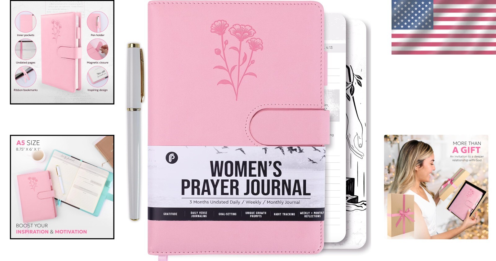 Inspirational Christian Women’s Prayer Journal – 190 Pages, Water-Resistant
