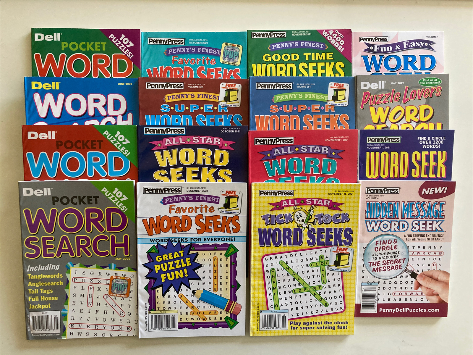 Lot of 5 Dell Penny Press Word Search Puzzle Books UNSORTED MIXED Seek Hunt