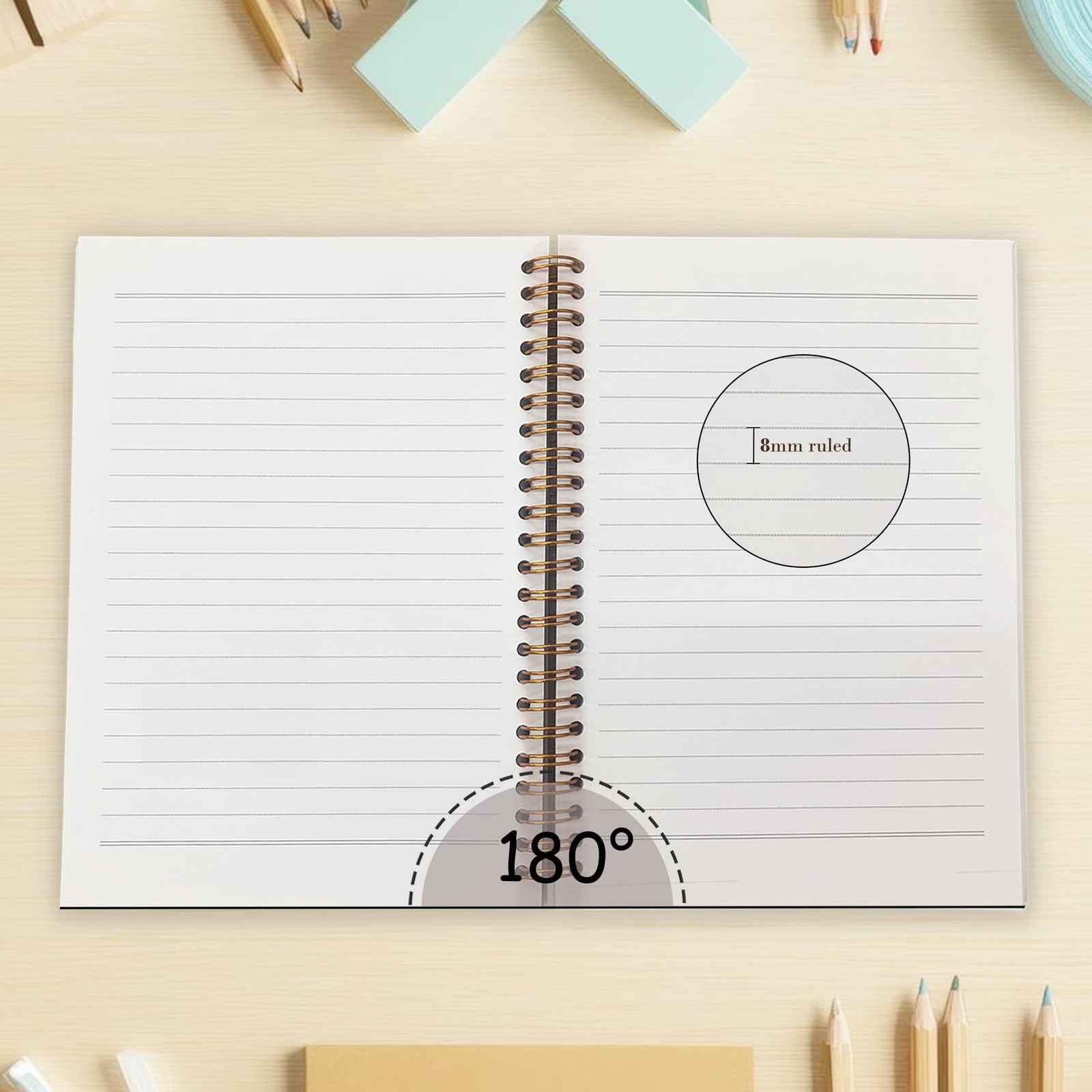 Light Blue Seashell Beach Spiral Notebook 5.5×8.3 in, Preppy Beach Coastal Oc…