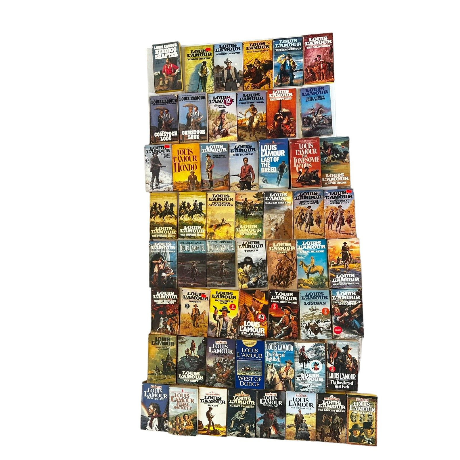 Set of 55 Louis Lamour Paperback Mixed Titles, Various Conditions, All Readable
