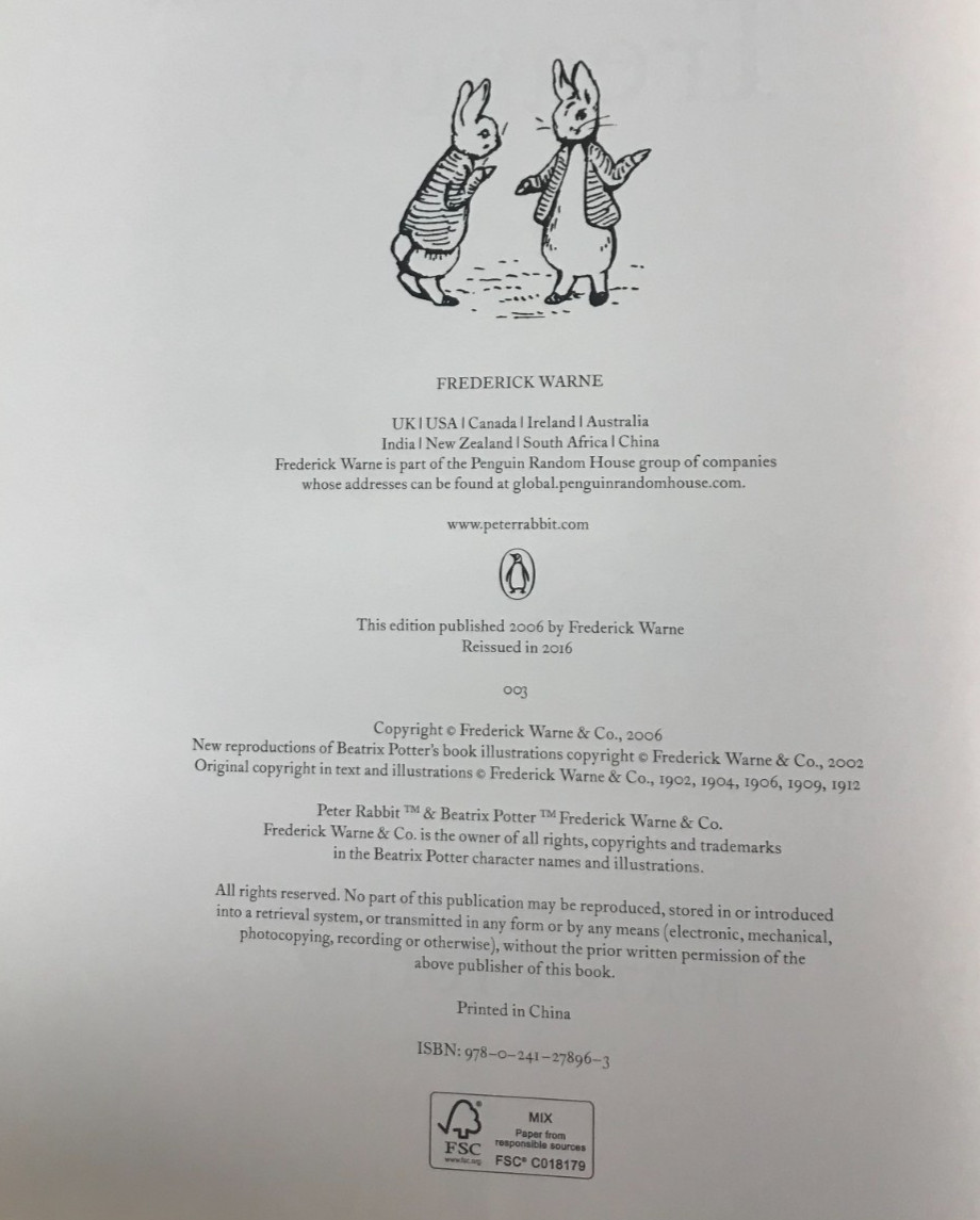 2006 Frederick Warne & Co: A Beatrix Potter, Treasury & Nursery Rhyme Book