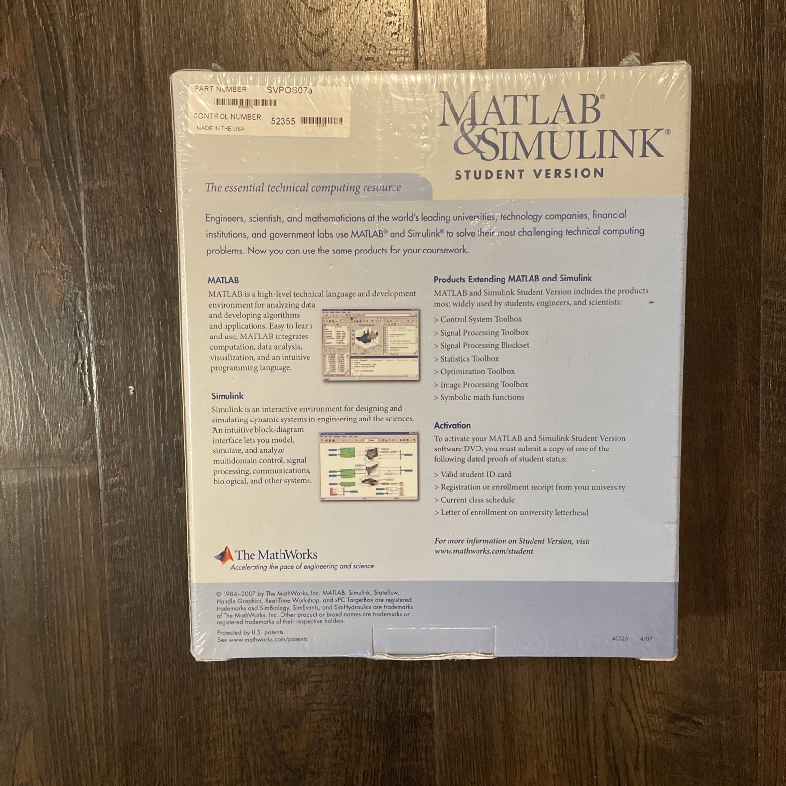 MATLAB and Simulink Student Version Release 2007a-New Sealed-READ DESCRIPTION