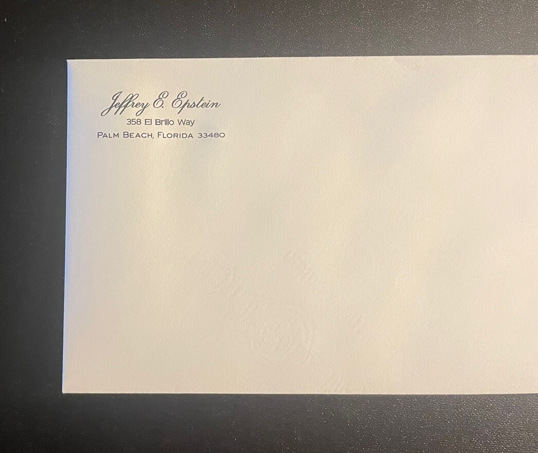 Envelope Jeffrey E Epstein Palm Beach Florida G2U