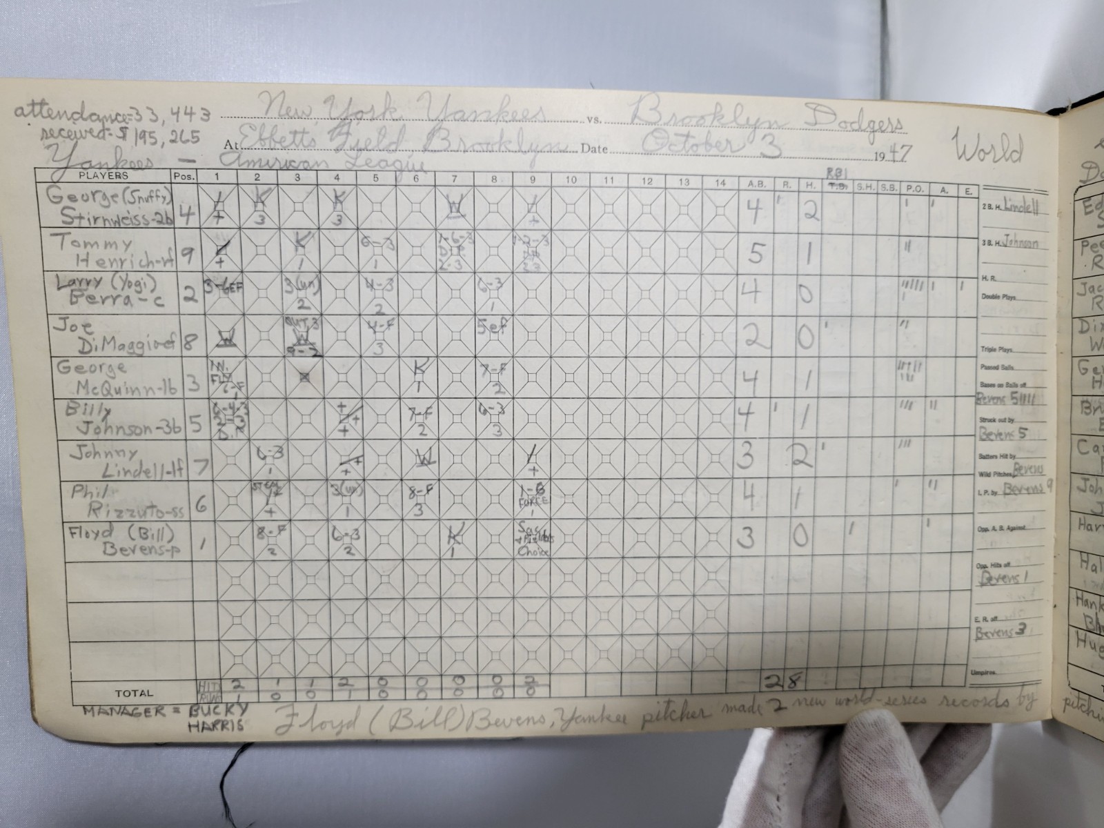 Wilson Baseball Score Book w/ 73 Scored Games 1935-49 World Series DiMaggio