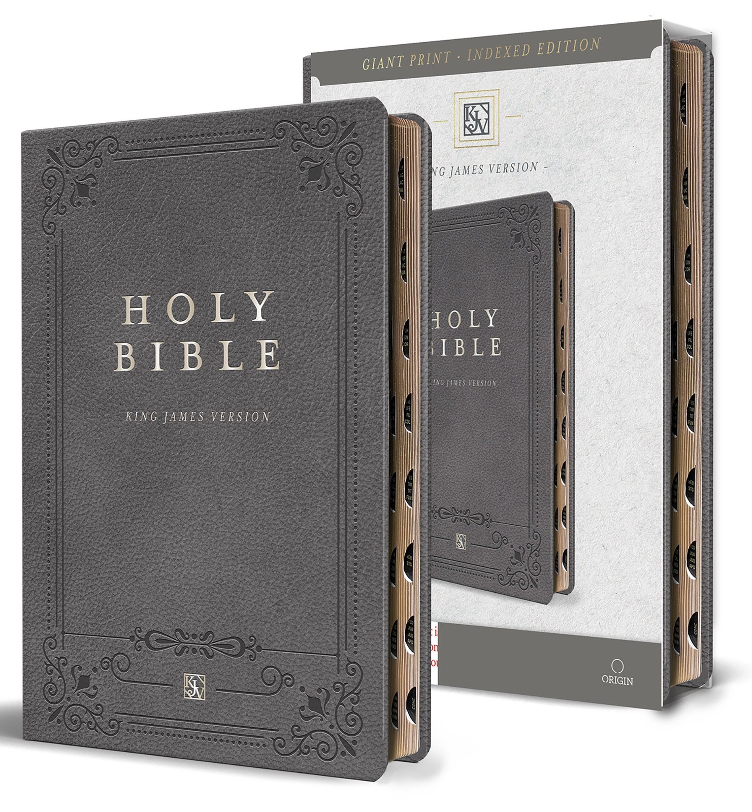 KJV Giant Print Thinline Bible-Gray Imitation Leather Indexed