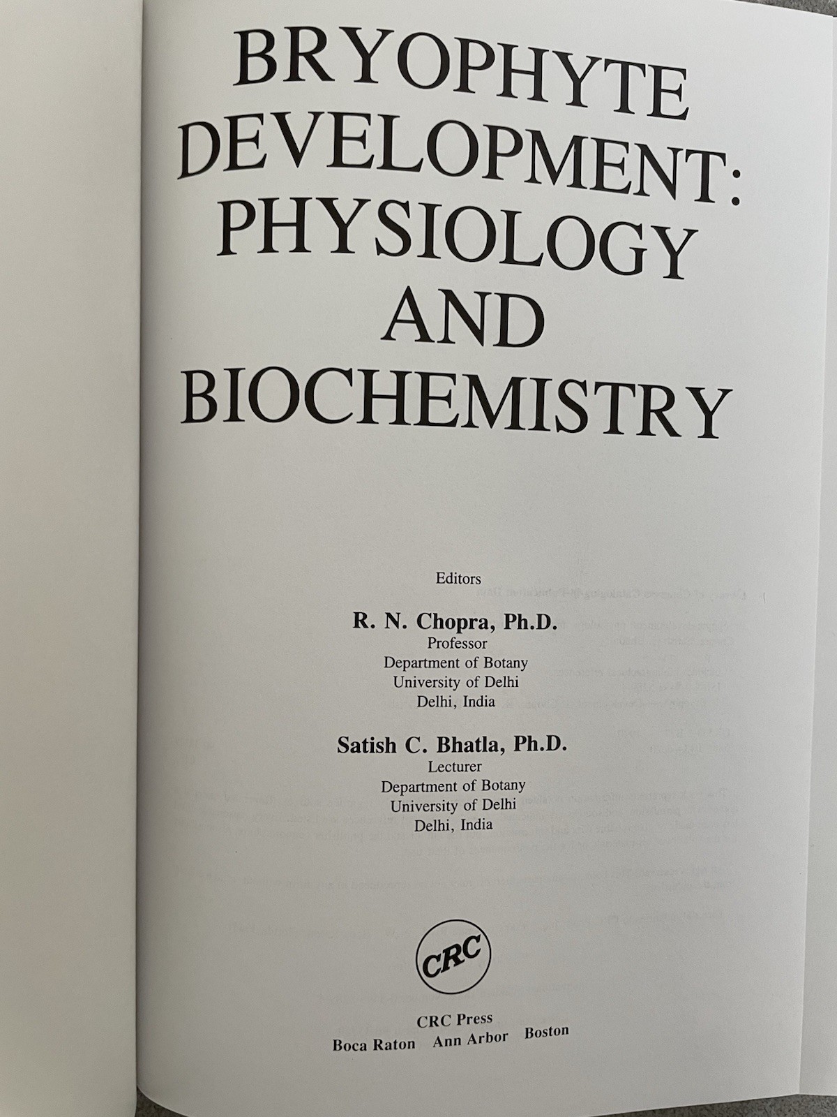 Bryophyte Development: Physiology and Biochemistry