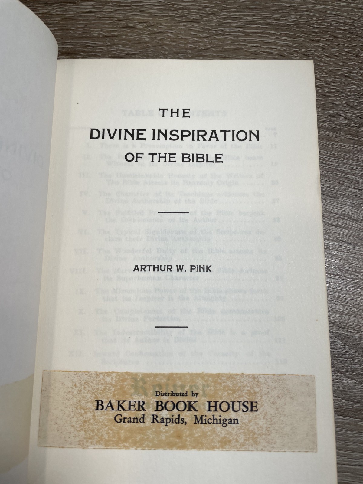 The Divine Inspiration Of The Bible Arthur W. Pink PB