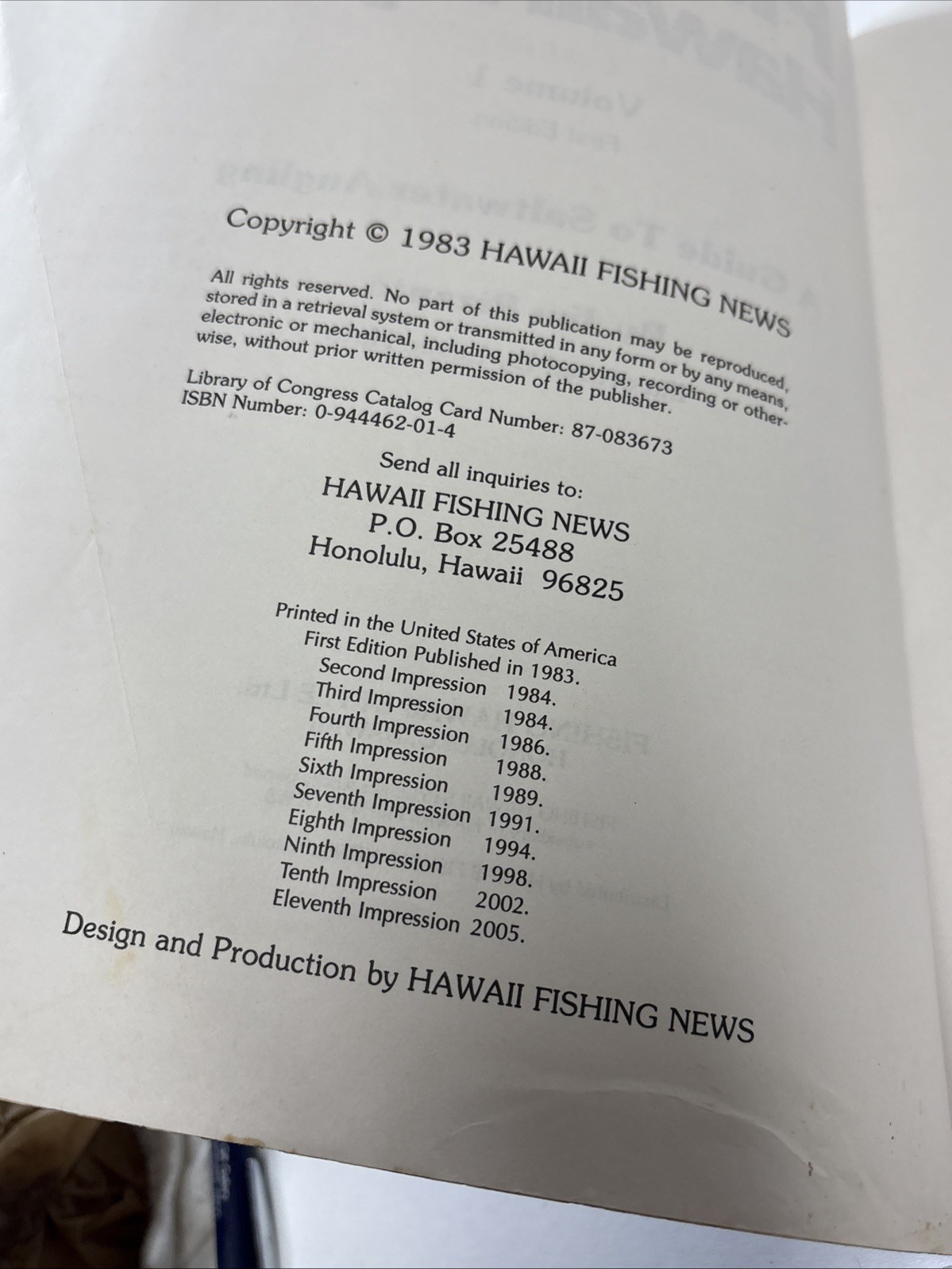 Fishing Hawaii Style Volume 1 by Jim Rizzuto ~ 1983 ~ READ DESCRIPTION