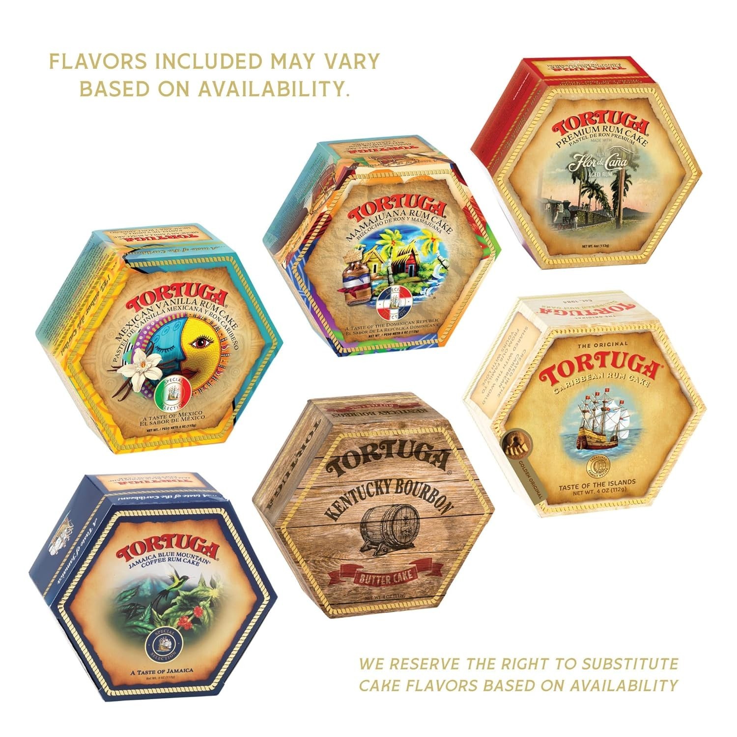 Provenance Rum Cake Variety Pack 4 oz 6 Mini Cakes Gourmet Gift Christmas