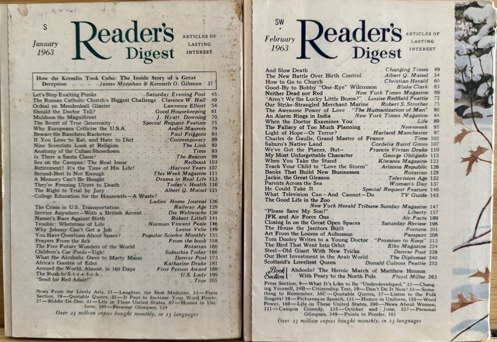 1963 January February READER’S DIGEST MAGAZINE Vintage Ageless Fun Short Stories