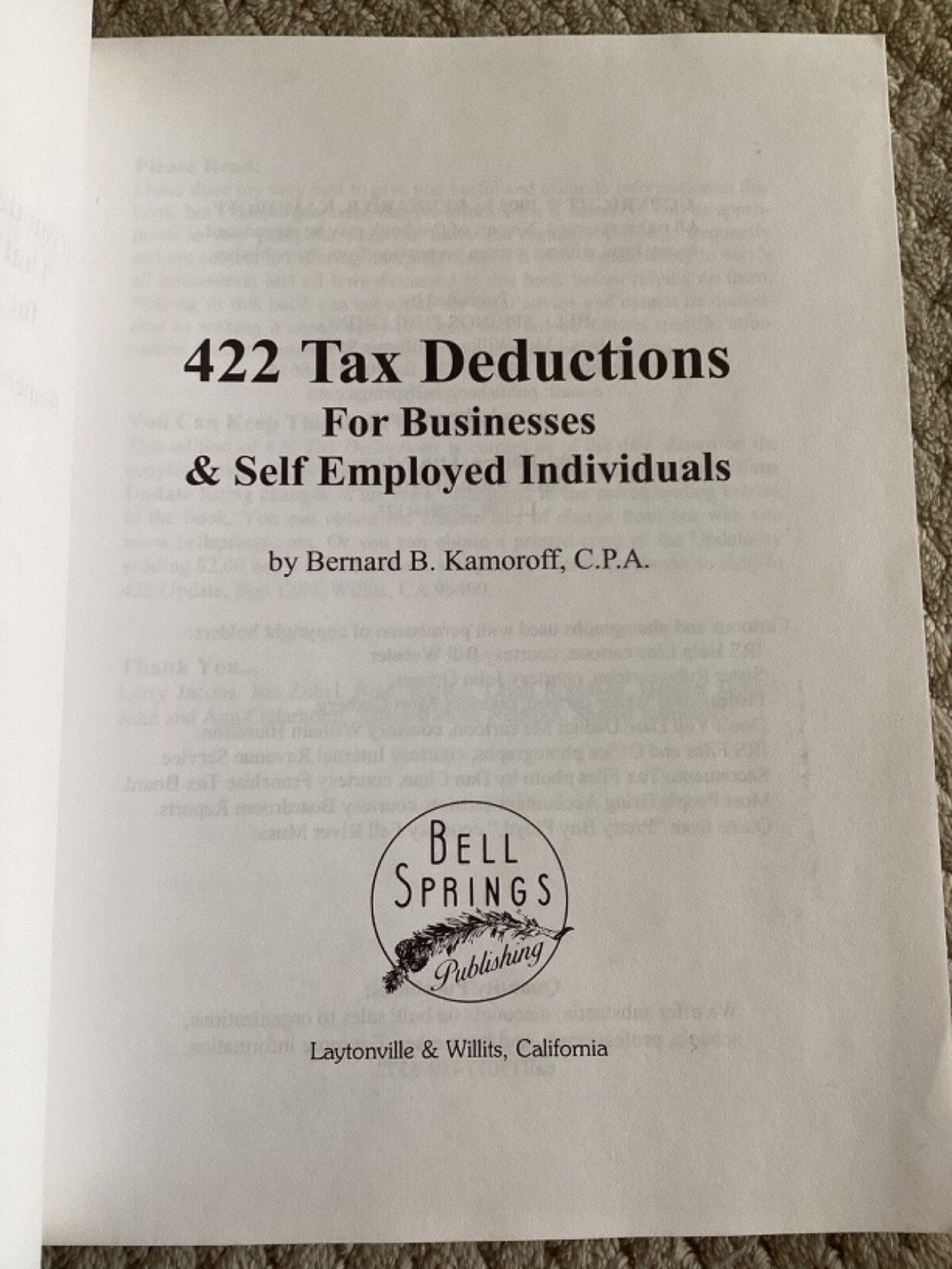 422 Tax Deductions for Businesses and Self-Employed (2008, Trade Paperback)