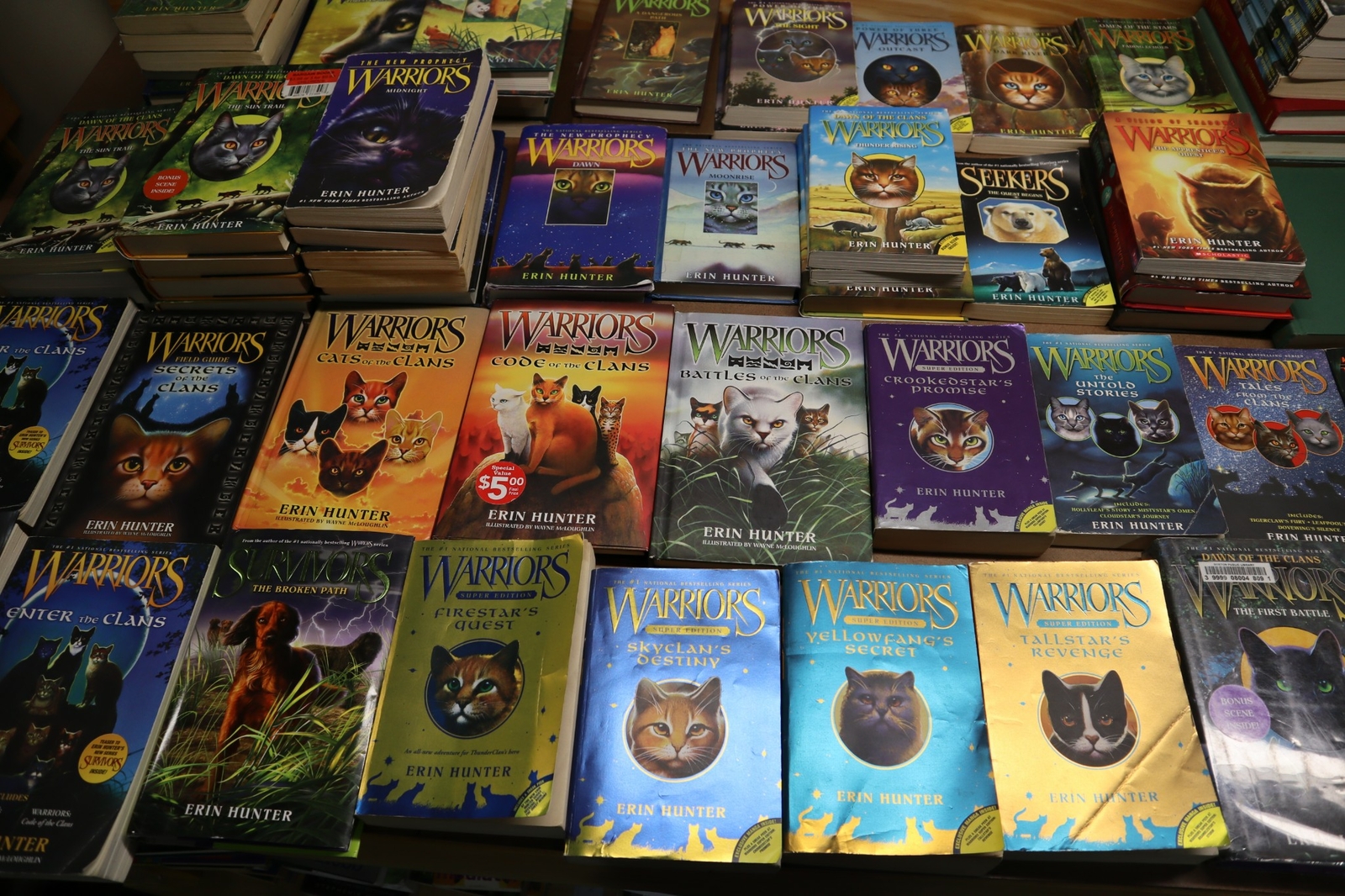 Lot of 5 Erin Hunter Books – Warriors/Seekers/Survivors – Paperback & Hardcover