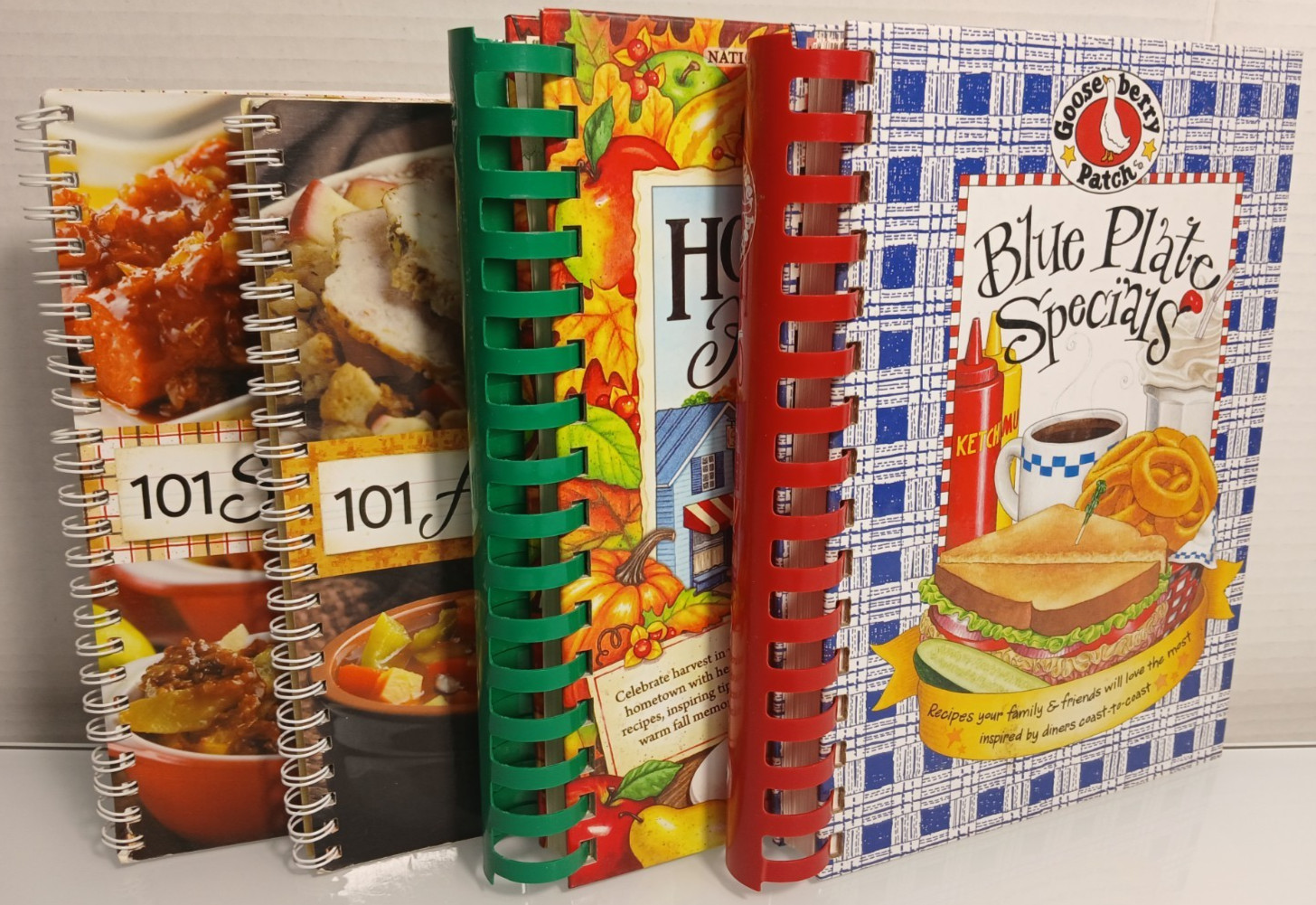 Lot of 4 Gooseberry Patch – Spiral Bound – Hometown Harvest, Blue Plate Specials