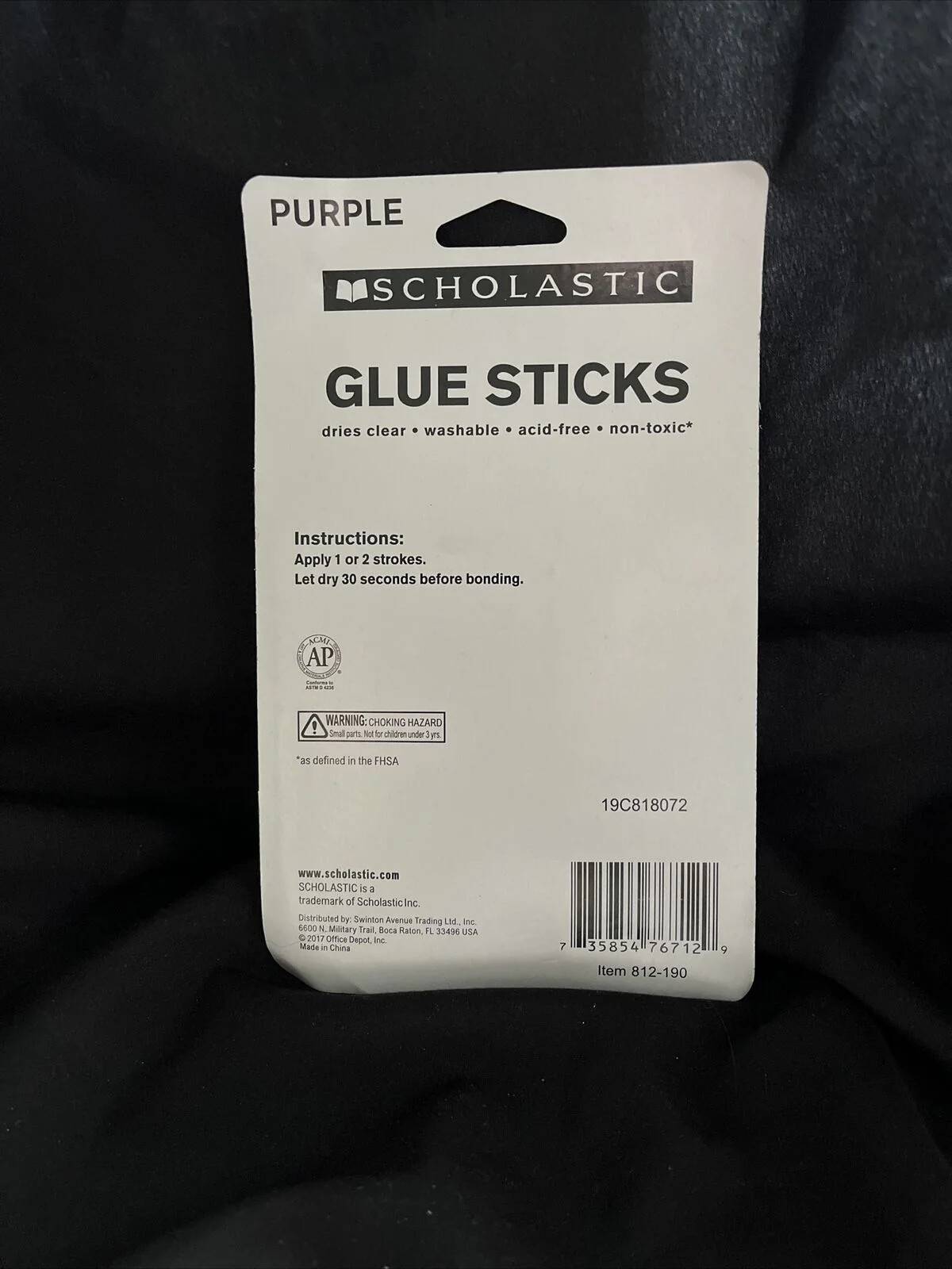 Scholastic Glue Sticks, 0.32 Oz., Purple, Pack Of 4 Dries Clear