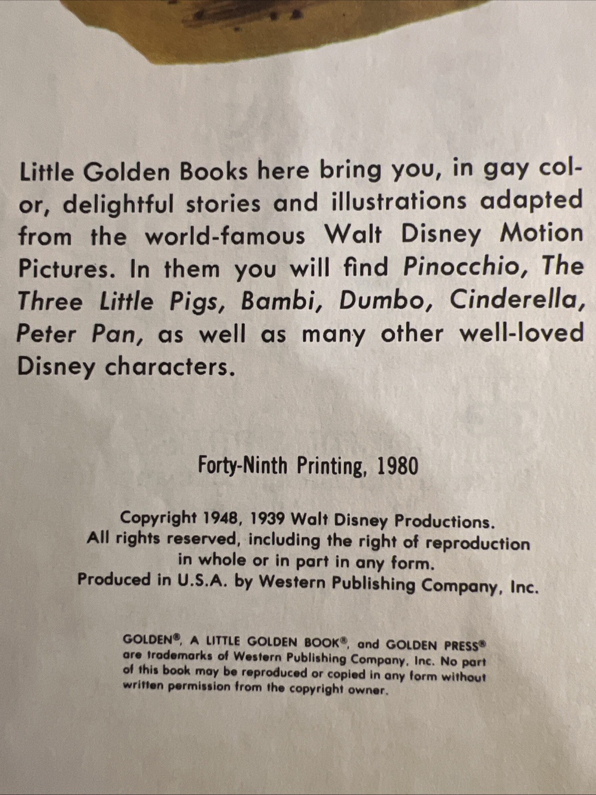 Vintage A Little Golden Book Disney’s Pinocchio 1980 104-22 .69 #5149