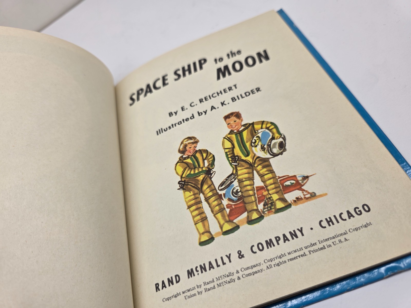 Vintage 1952 Space Ship To The Moon Hardcover Book Rand Mcnally