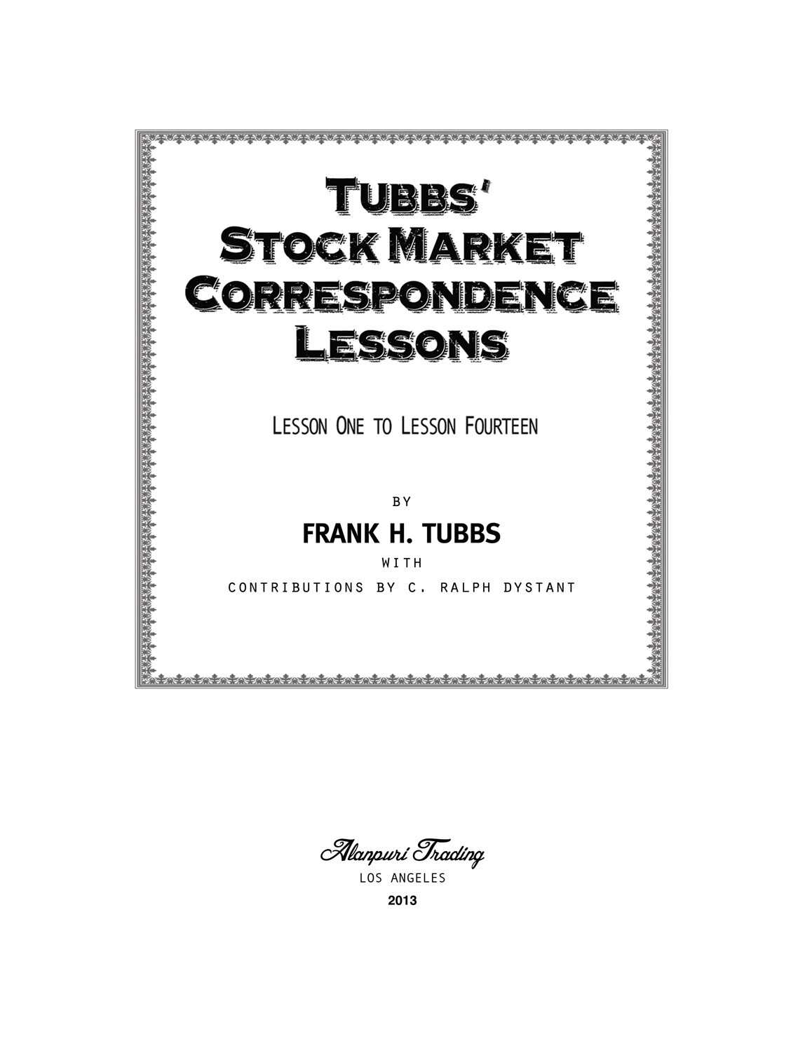 (1930s?) Tubbs’ Stock Market Correspondence Lessons (Course) : 1-14 SOFTCOVER