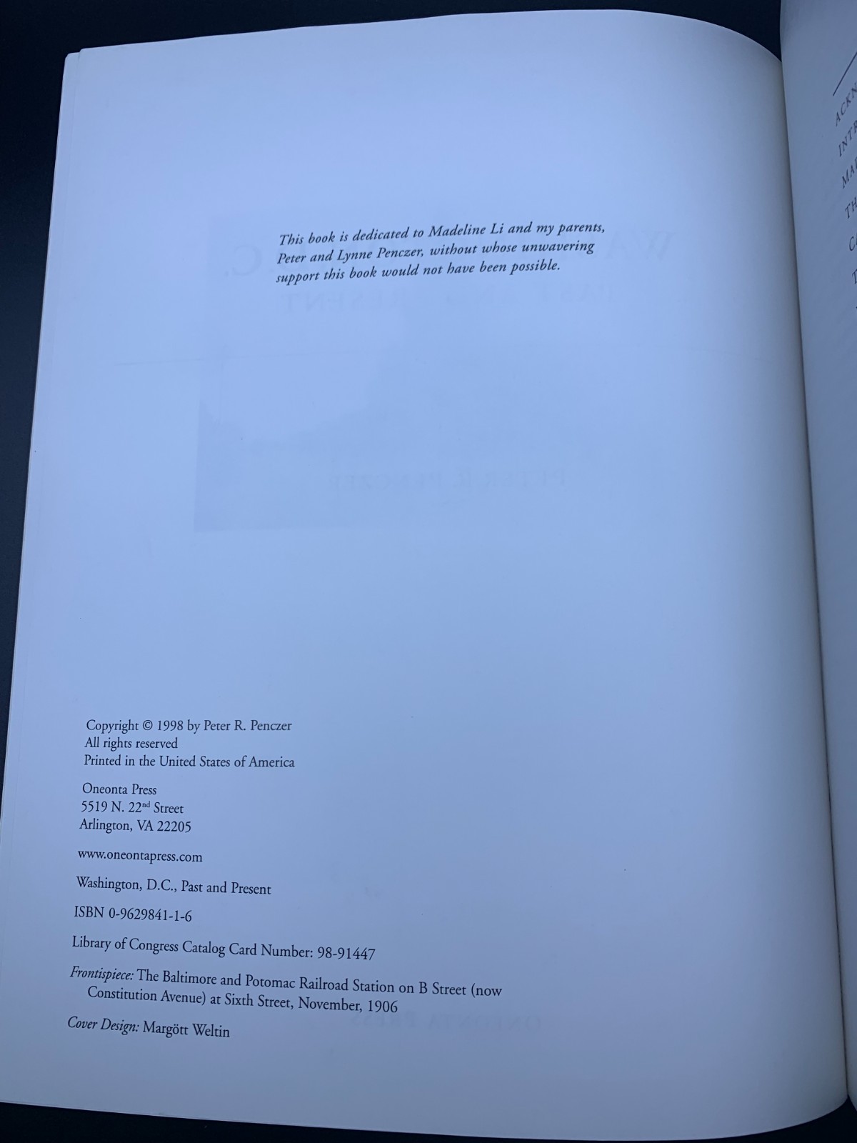 Washington, D. C. Past and Present By Peter R. Penczer 264 pages