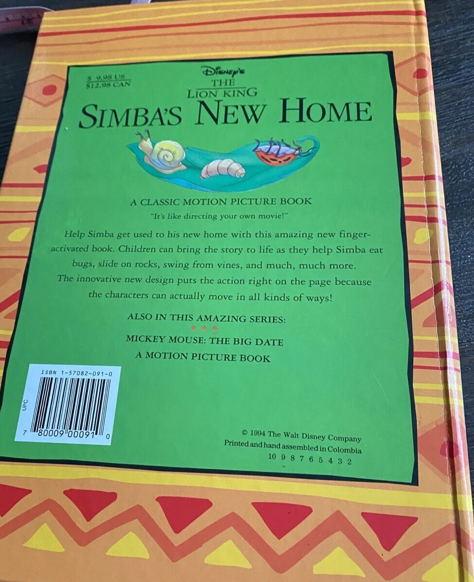 Lion King Simbas New Home Book Animated Moving Pictures 1994 90s Disney Vtg
