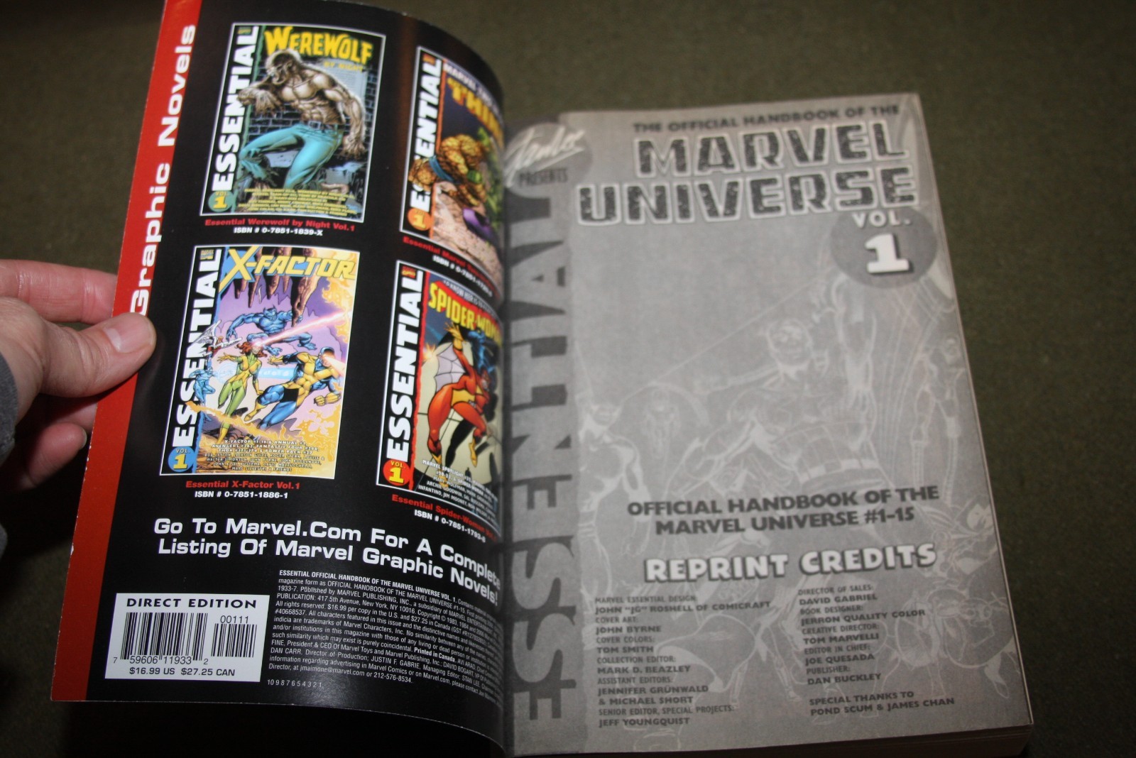 Essential Official Handbook of the Marvel Universe Vol. 1 2006 TPB 1st Print