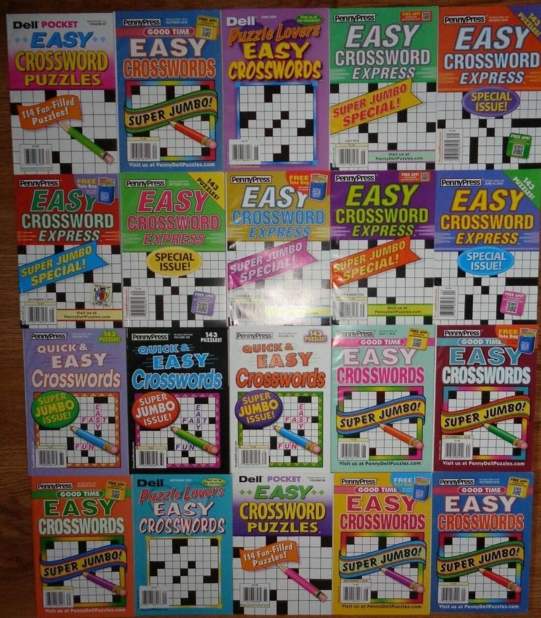 Lot of 5 Dell Penny Press Crossword Puzzle Books ALL EASY Unsorted