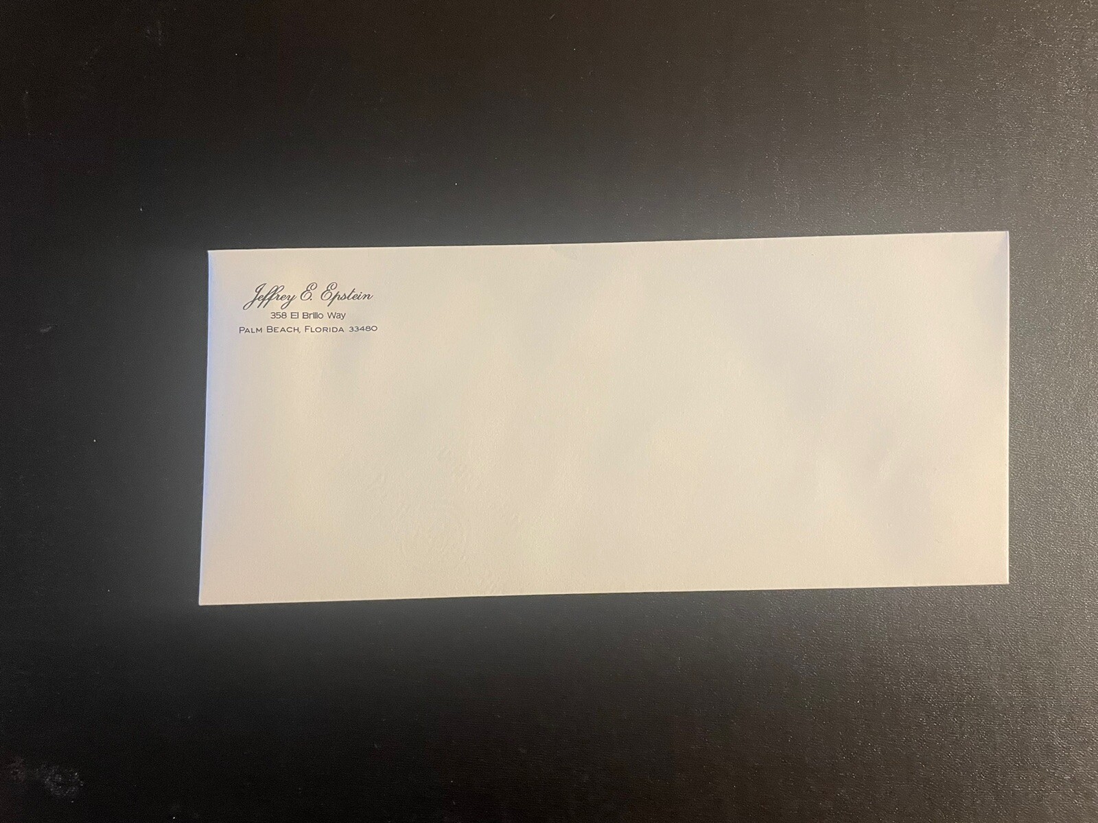 Envelope Jeffrey E Epstein Palm Beach Florida G2U
