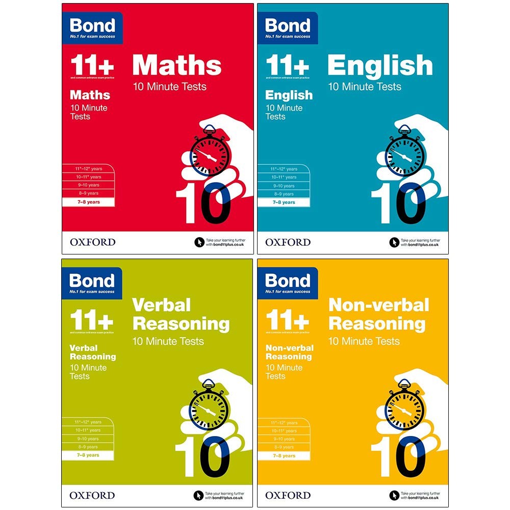 Bond 11+: 10 Minute Tests ,7-8 years Bundle: English, Maths, Non-verbal