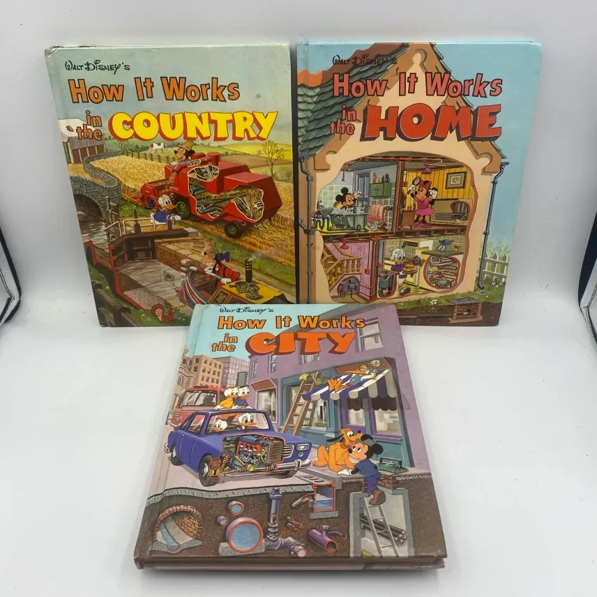 Vintage Lot 3 Walt Disney’s How It Works In The Country, City, Home HC Books
