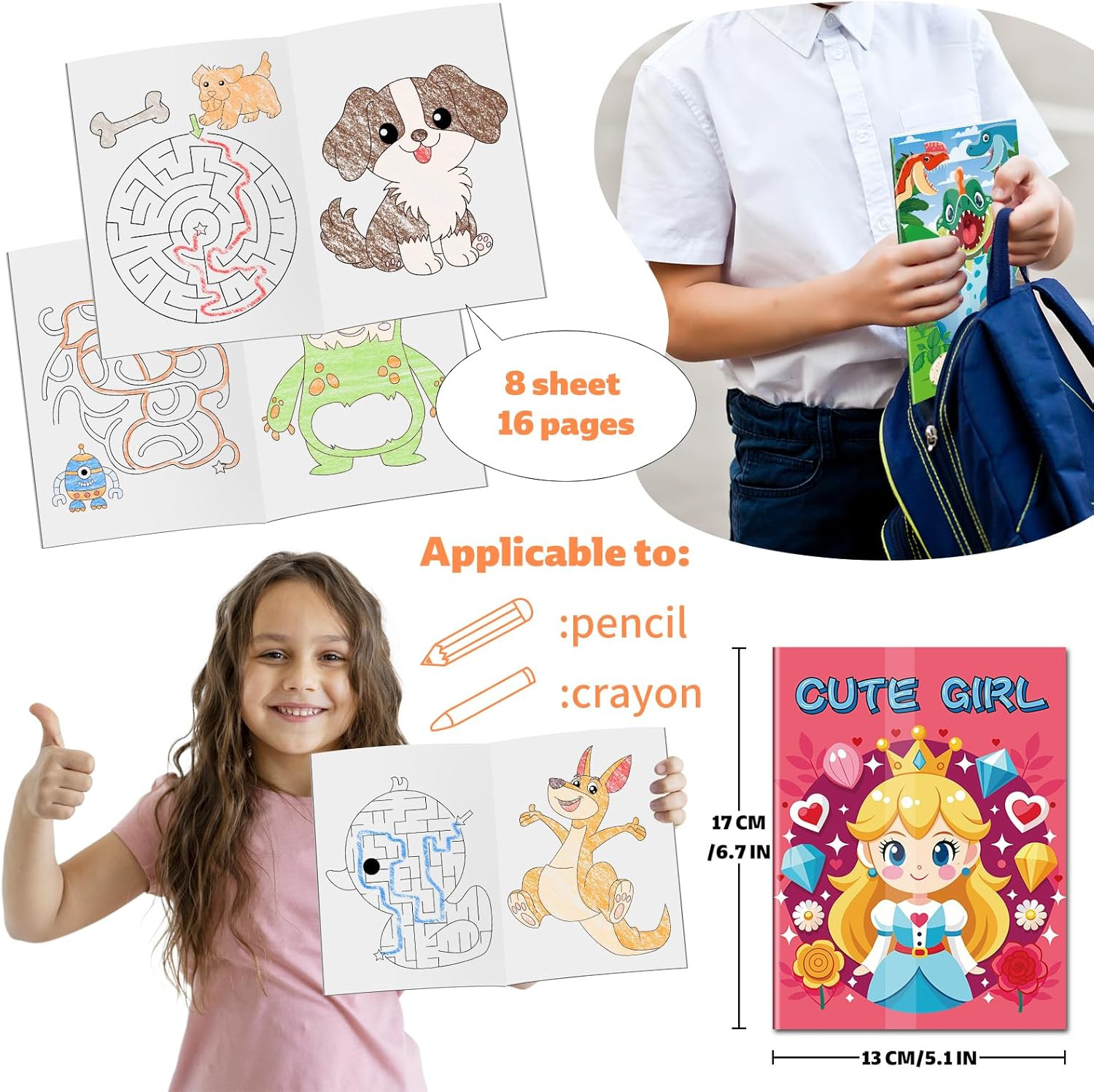 20 Pcs Small Coloring Books for Kids Ages 4-8(5.1*6.7in), Bulk Coloring Books fo