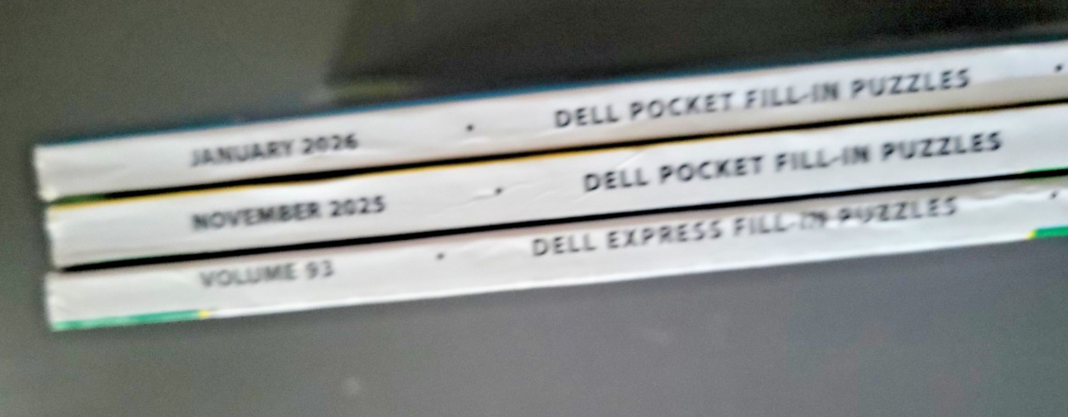 Lot of 3 Fill-In Puzzle Books by Dell- Express & 2 Pocket -400+ Total Challenges