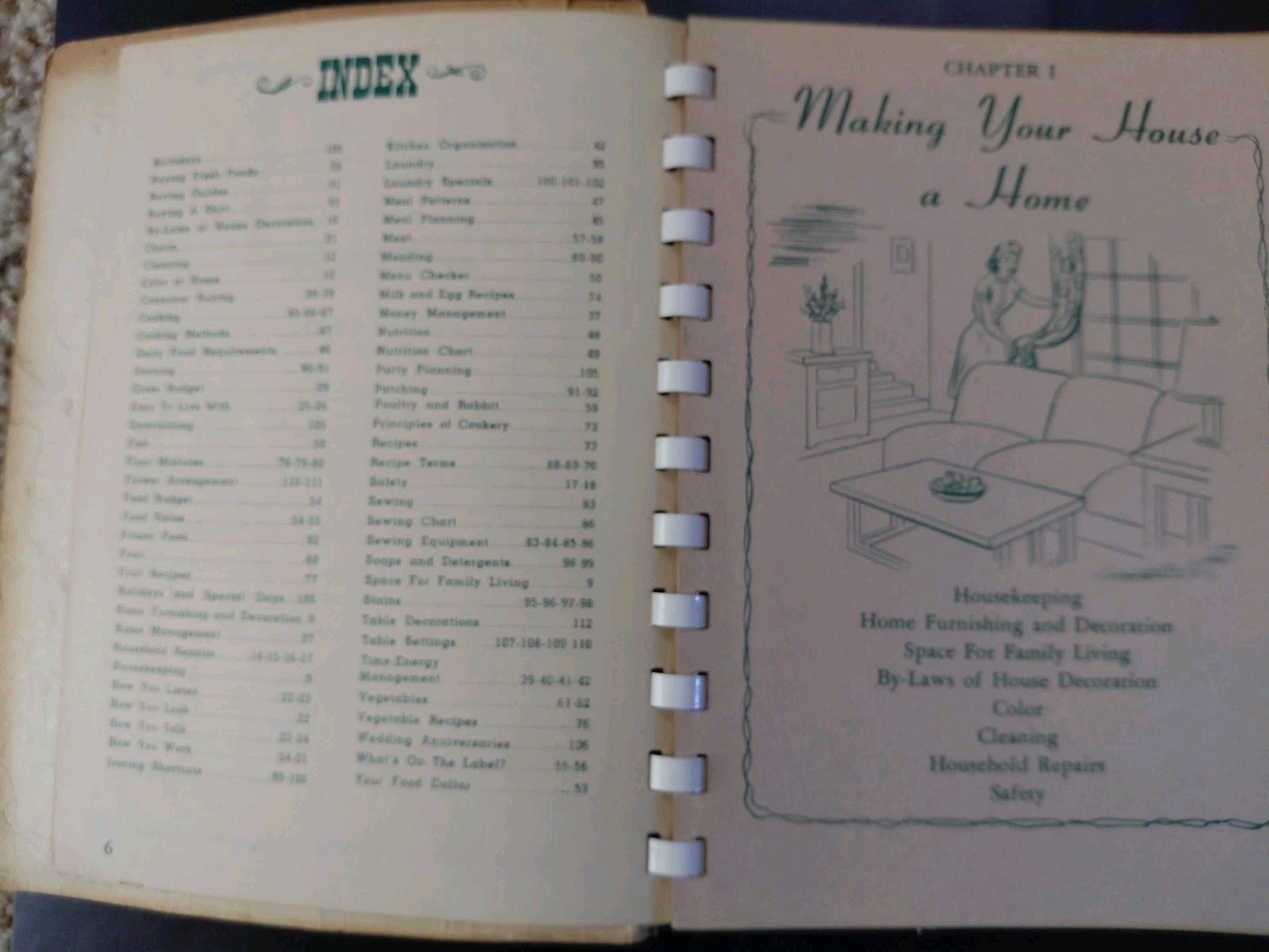 Treasures for the Home by Mary O. Fleming (1952) Ring/Wire Bound Illustrated