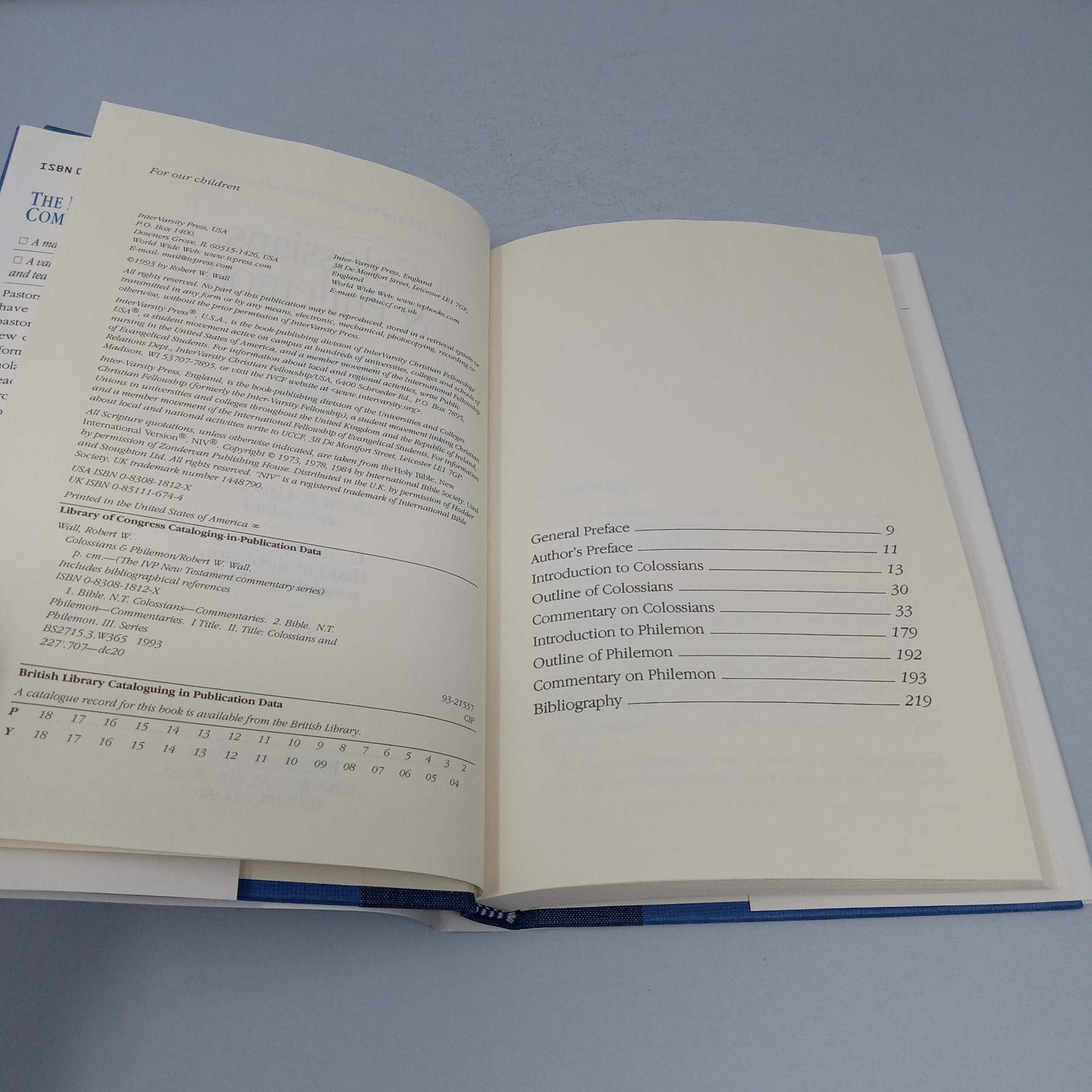 Colossians & Philemon: 1993 InterVarsity Press Hardcover by Robert W. Wall