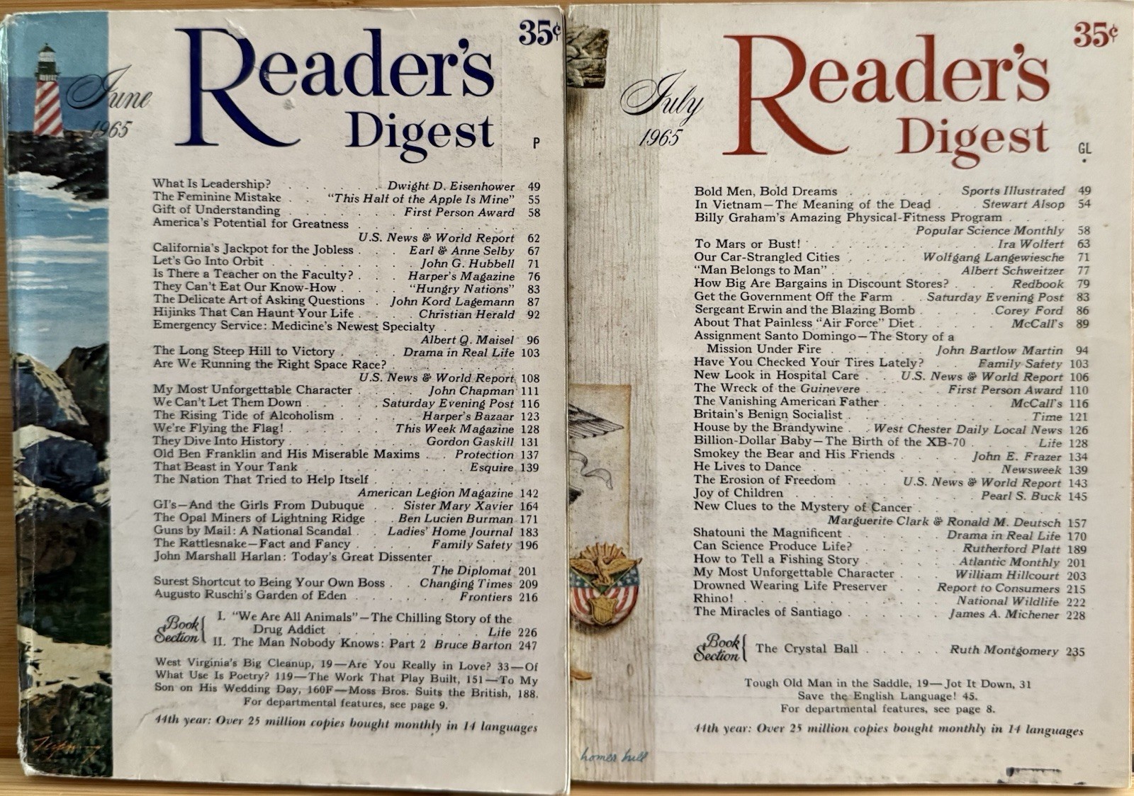 1965 June July (2) Vintage Classics READER’S DIGEST MAGAZINE History Shorts
