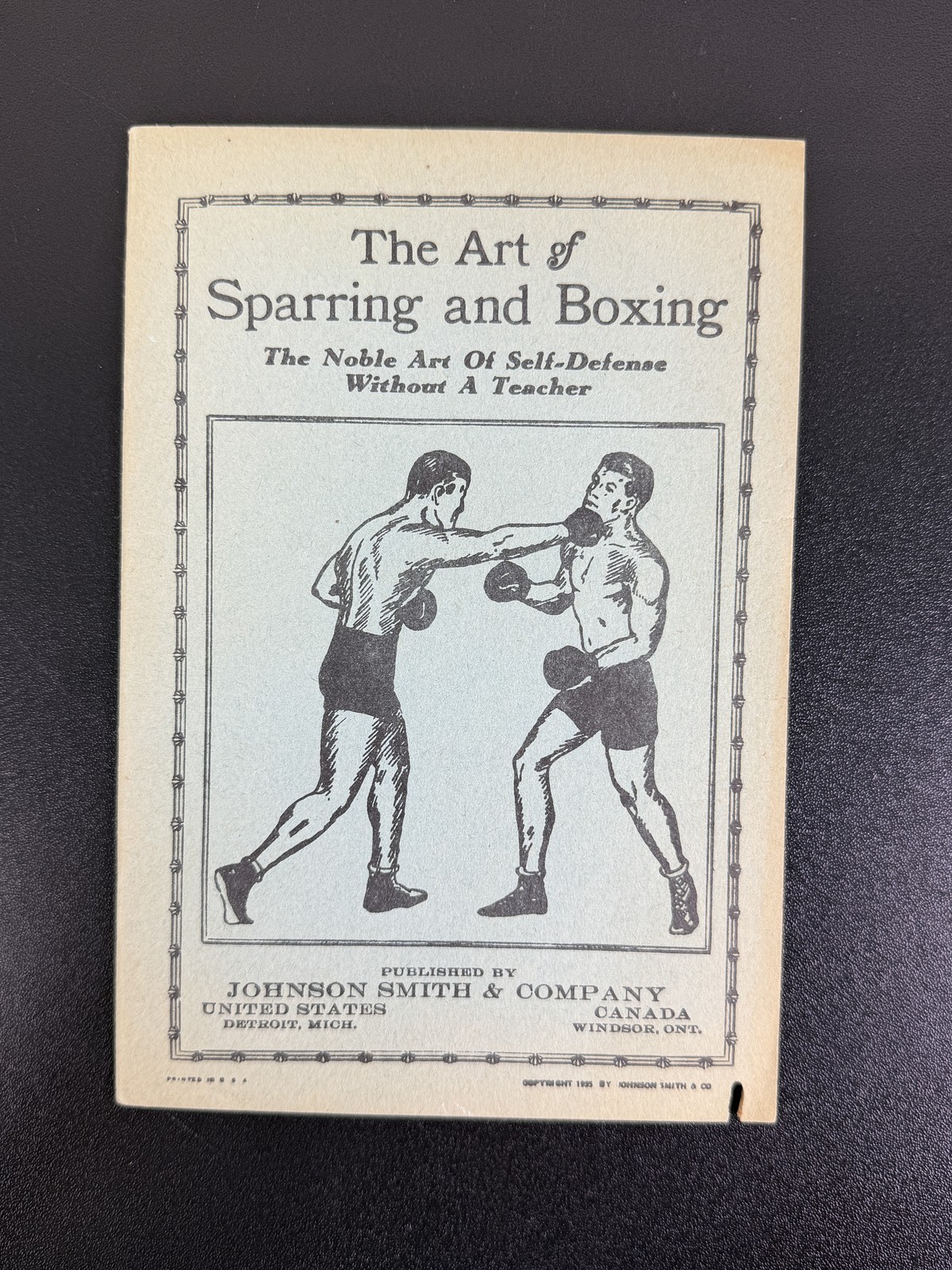 Vintage 1935 The Art of Sparring & Boxing Self-Defense Manual Booklet Johnson