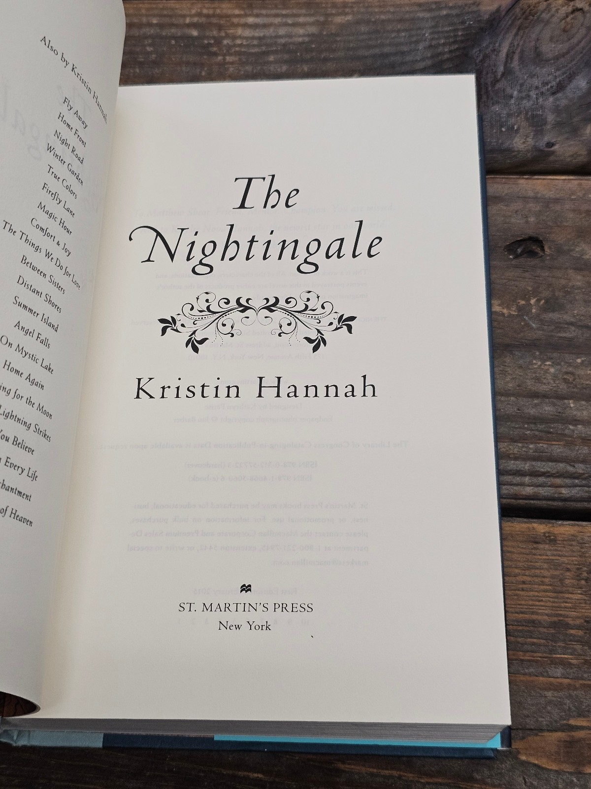 The Nightingale, SIGNED, Kristin Hannah 2016 ST. Martin’s Press First Printing