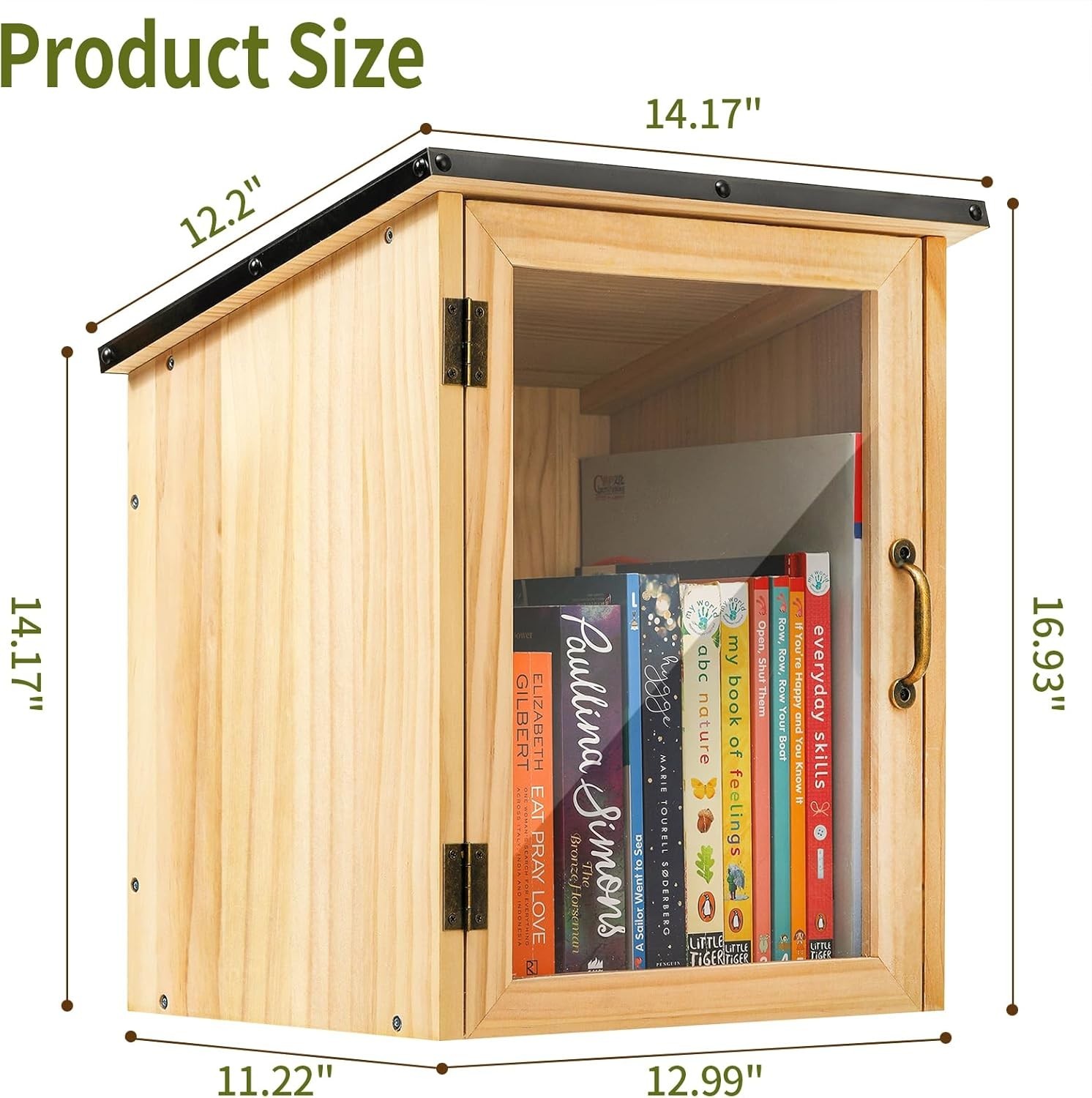Little Library Box Outdoor, Waterproof Outdoor Library Book Box, Little Wood Cab