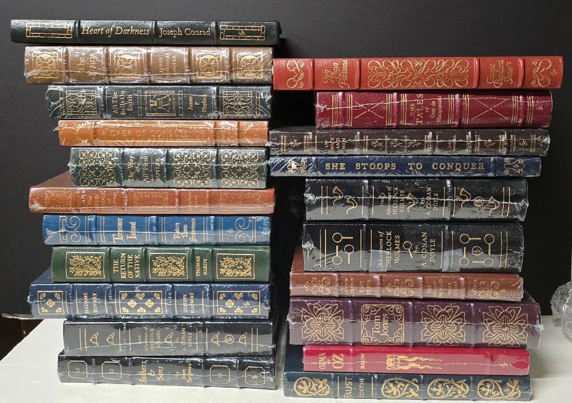 LOT OF 21 EASTON PRESS BOOKS CLASSICS SHERLOCK HOLMES STEINBECK FAUST SEALED